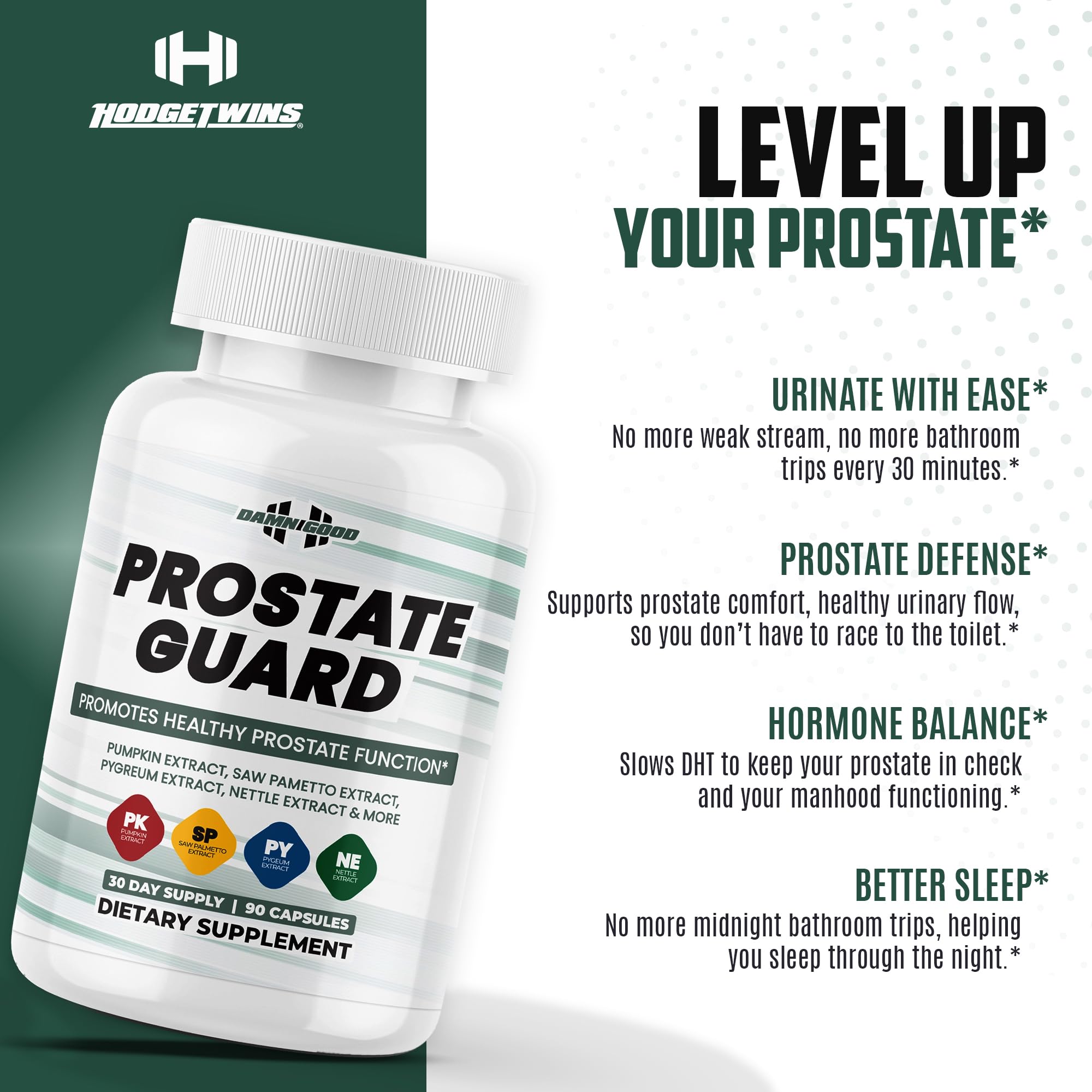 DAMN GOOD The Hodge Twins Prostate Guard - 90 Capsules Guard Vitality Complex – Comfort Blend for Nighttime Routine, Restful Rhythm - Men's Supplements for Health Supports Relaxation DAMN GOODAu supplements