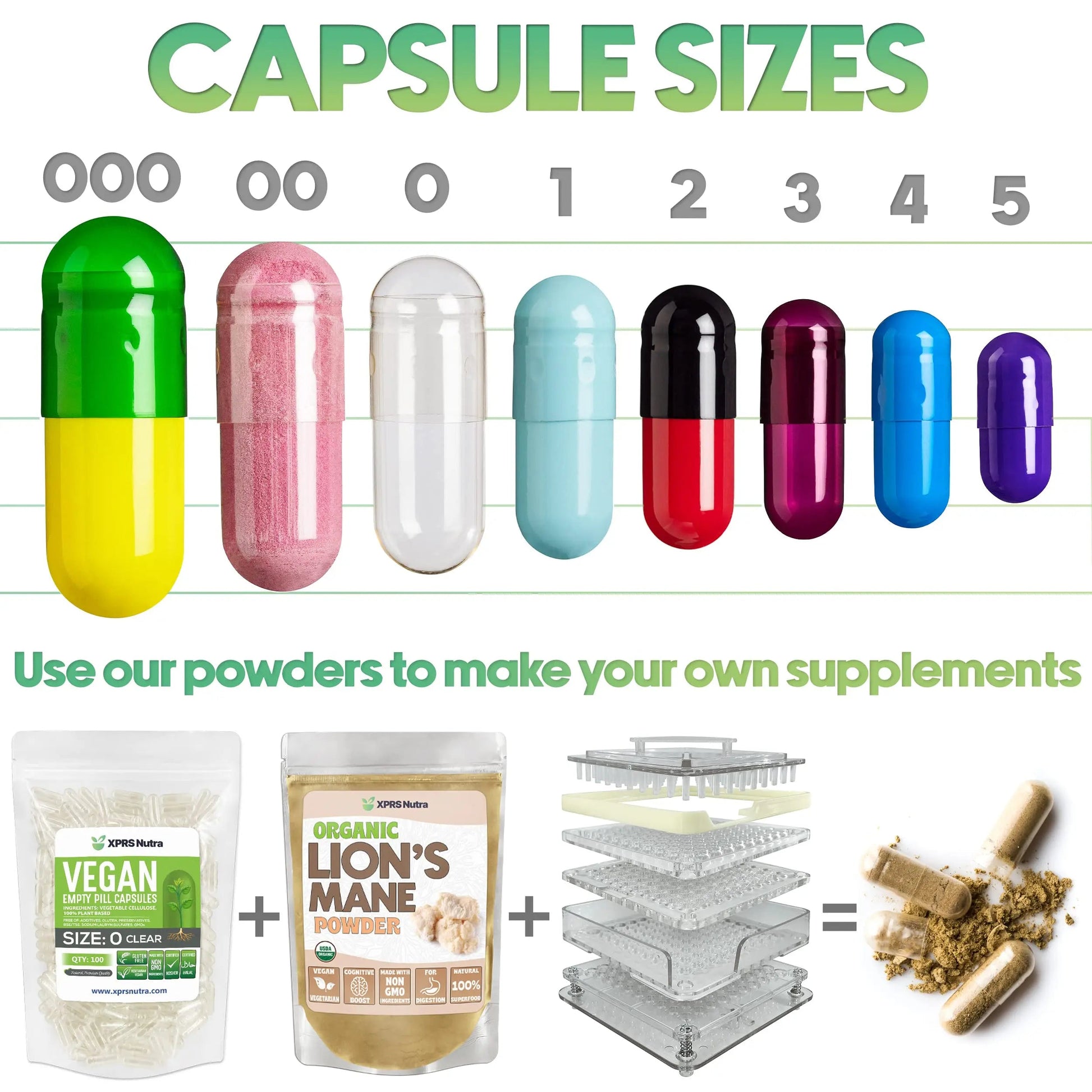 XPRS Nutra Vegan Size 000 Separated Capsules- 1000 Count Premium Empty Caps Separated in Bags - Clear Empty Capsules XPRS NutraAu supplements