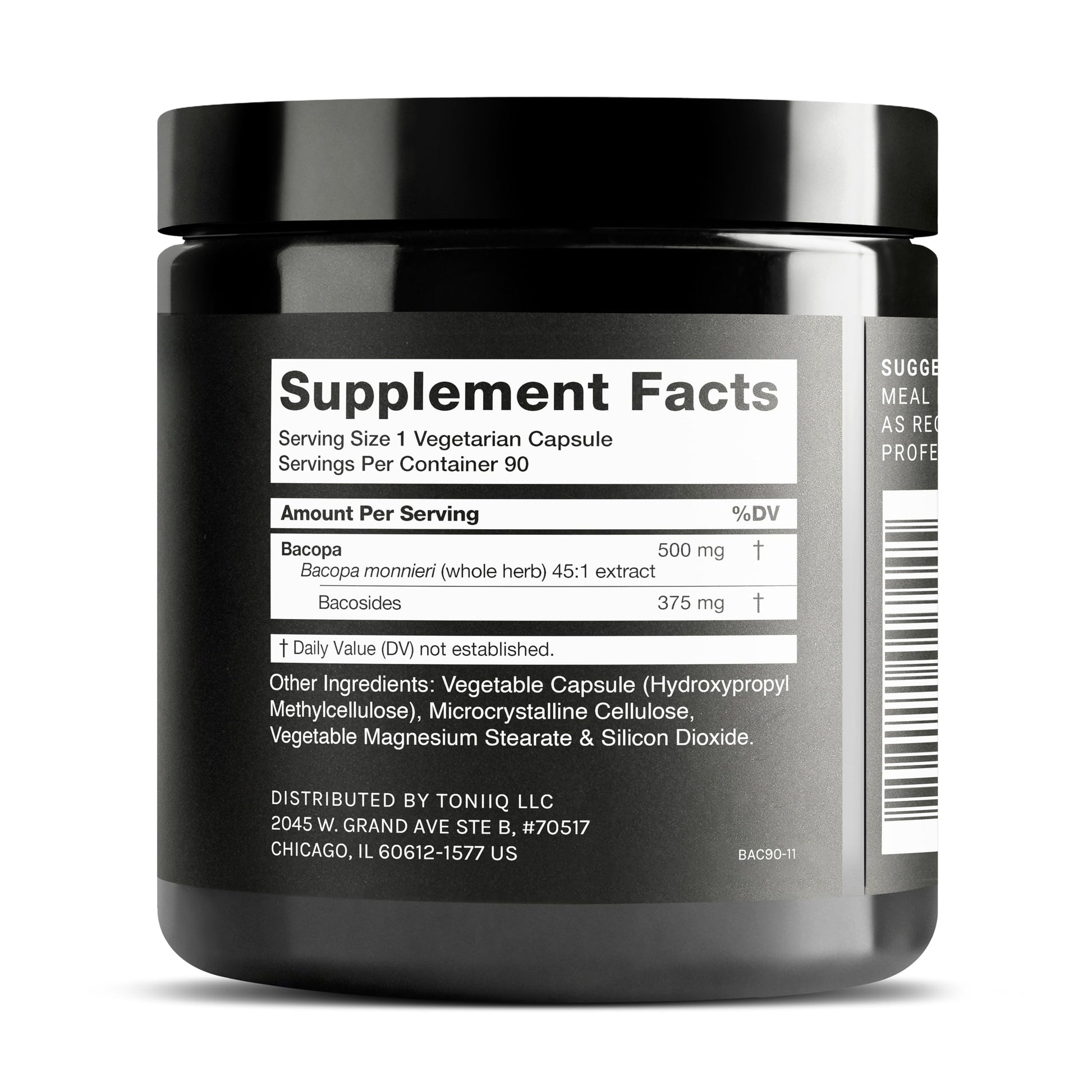 Toniiq Bacopa - Ultra High Potency 45:1 Extract with 75% Bacosides - Highly Concentrated - Third-Party Lab Tested - 90 Capsules ToniiqAu supplements