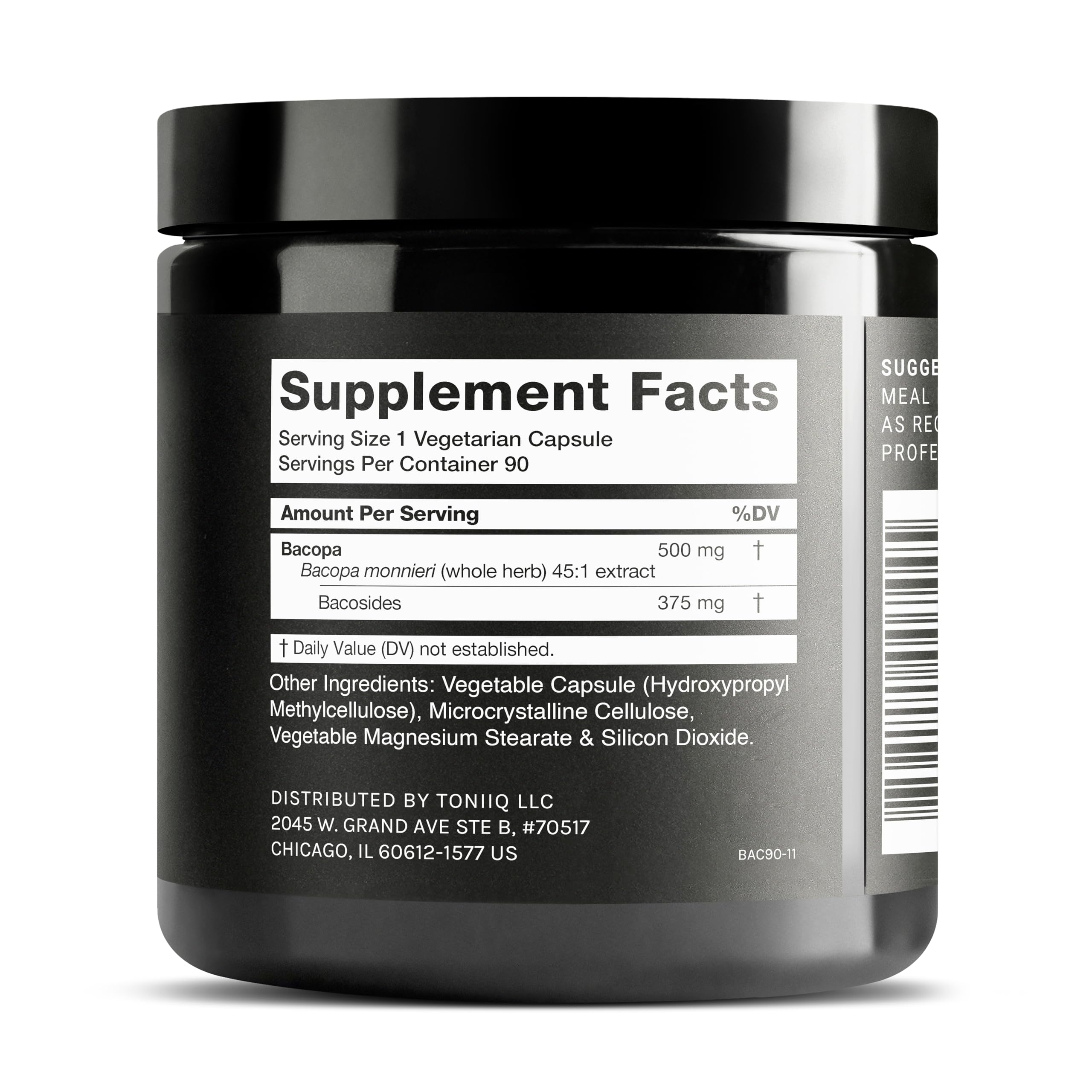 Toniiq Bacopa - Ultra High Potency 45:1 Extract with 75% Bacosides - Highly Concentrated - Third-Party Lab Tested - 90 Capsules ToniiqAu supplements