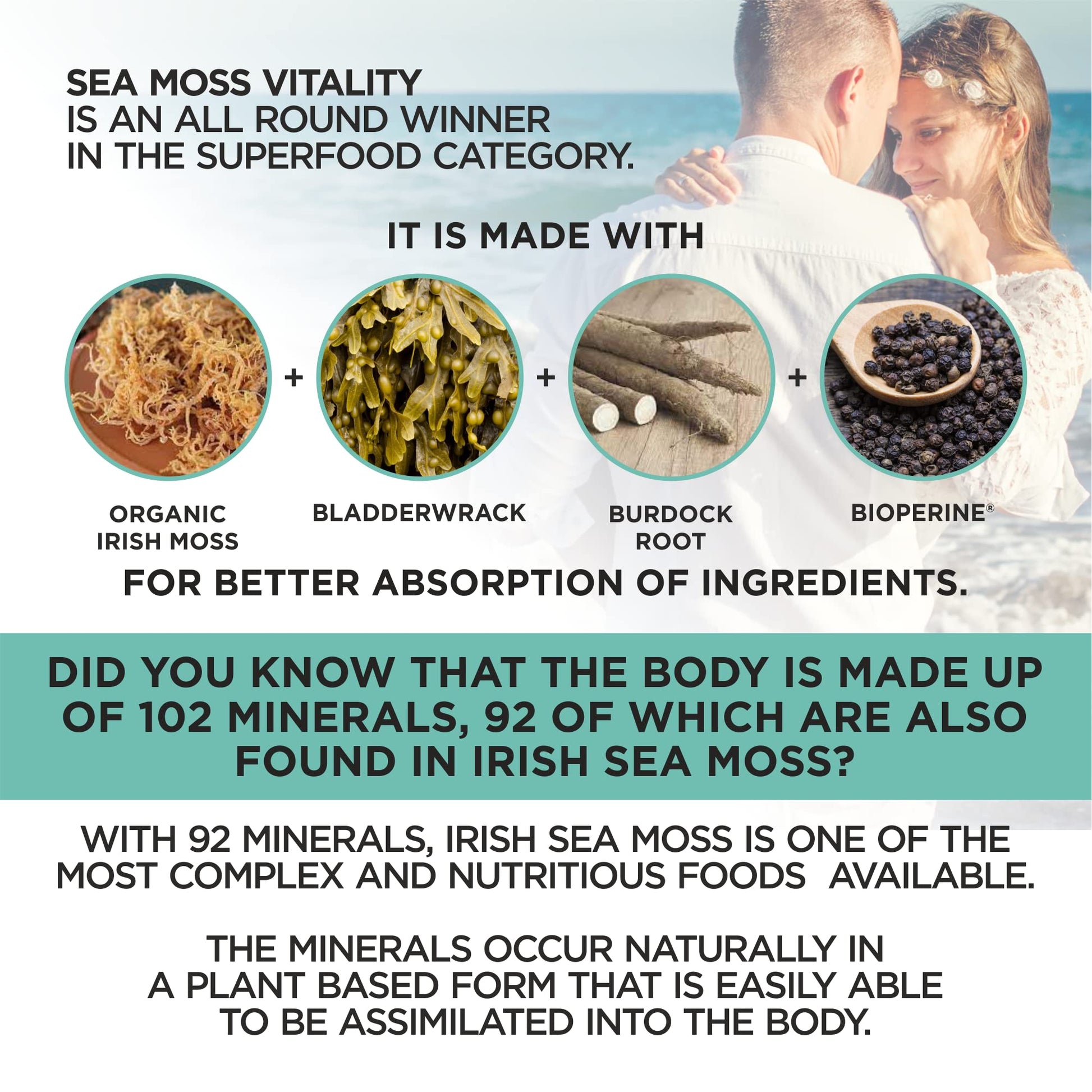 HerbaMe Organic Irish Sea Moss with Bladderwrack, Burdock Root & Black Pepper Extract, 150 Capsules, Thyroid Support, Natural Iodine Source, Promotes Immune System, Cell Food, Alkaline Supplement HerbaMeAu supplements