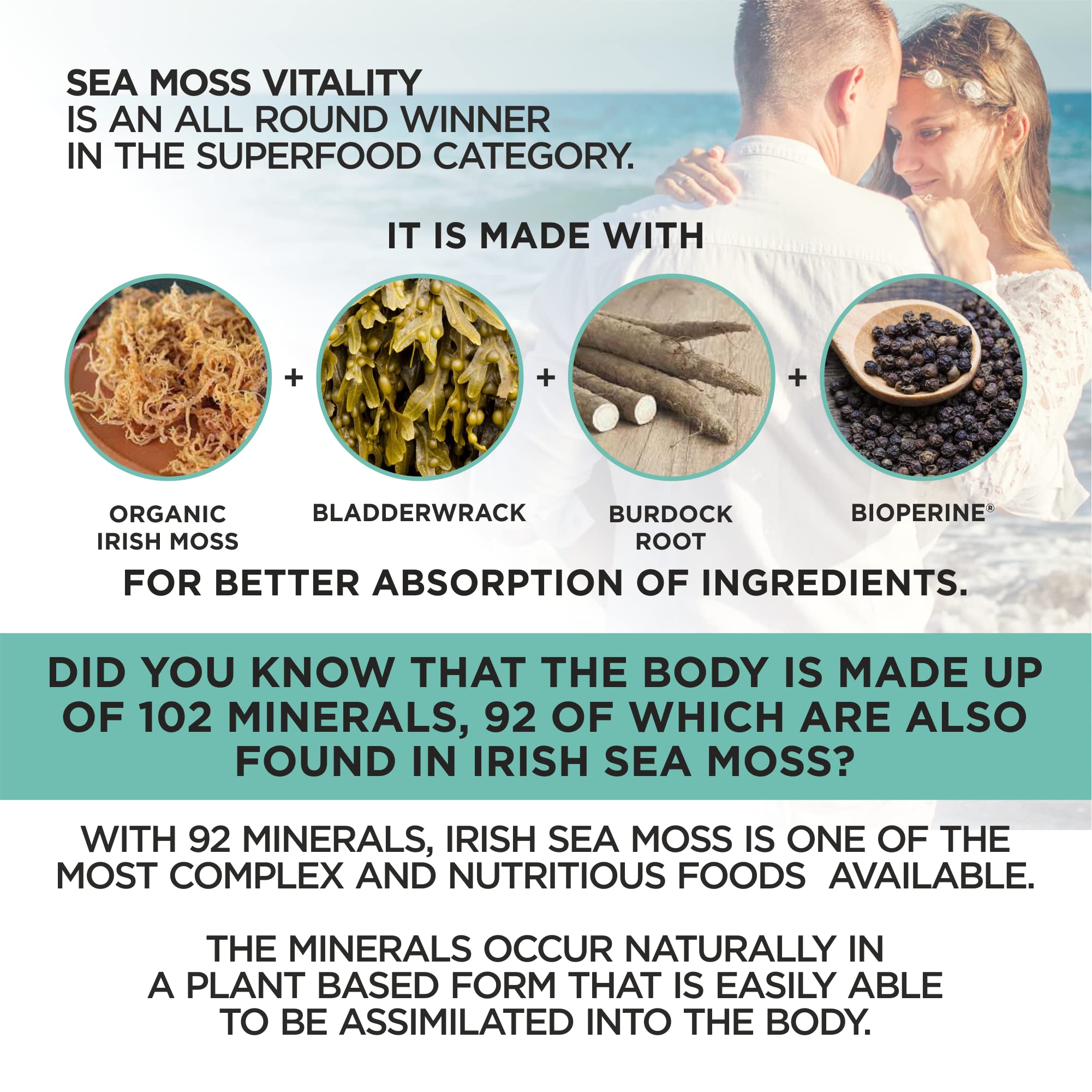 HerbaMe Organic Irish Sea Moss with Bladderwrack, Burdock Root & Black Pepper Extract, 150 Capsules, Thyroid Support, Natural Iodine Source, Promotes Immune System, Cell Food, Alkaline Supplement HerbaMeAu supplements