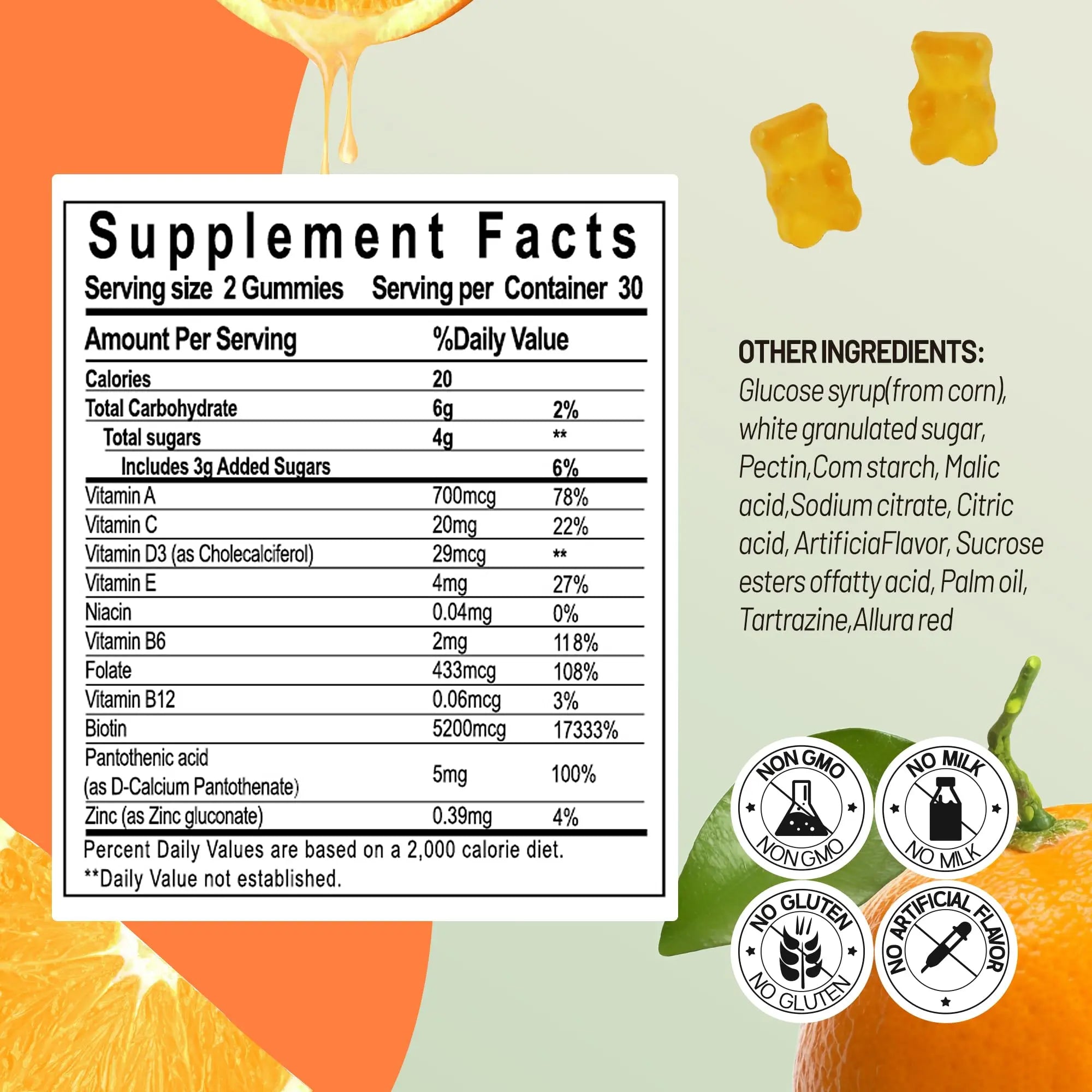 Faroromy Multivitamin Gummies for Adult 5200mcg Biotin, Citrus Flavored Daily Multivitamins with Vitamins A, C, D3, E, B6 and B12 FaroromyAu supplements