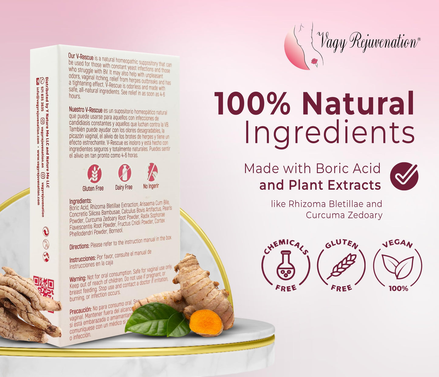 Vagy Rejuvenation V-Rescue - 500 mg Boric Acid 14 Vaginal Applications - Feminine Health Vagy RejuvenationUS supplements