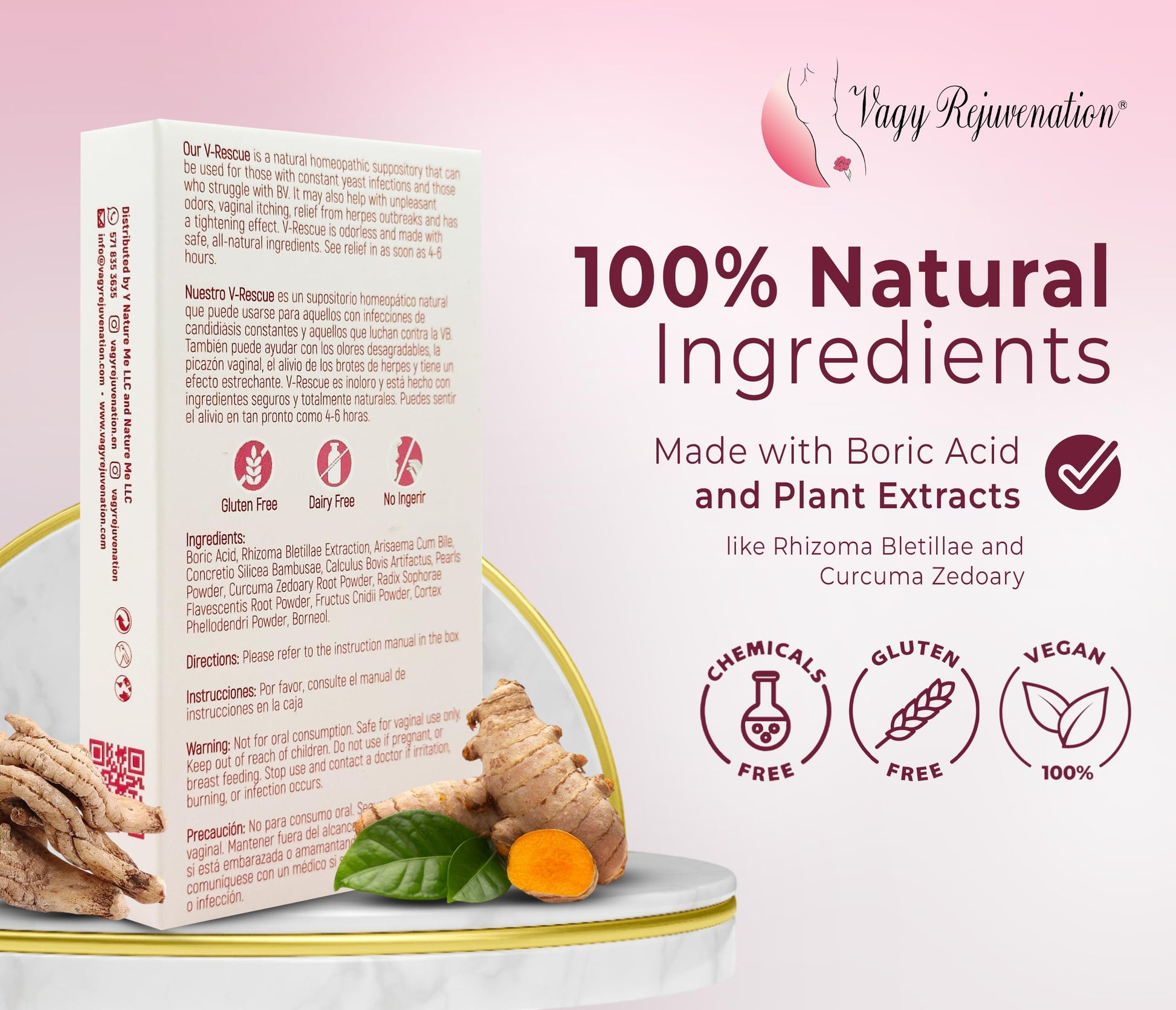 Vagy Rejuvenation V-Rescue - 500 mg Boric Acid 14 Vaginal Applications - Feminine Health Vagy RejuvenationUS supplements