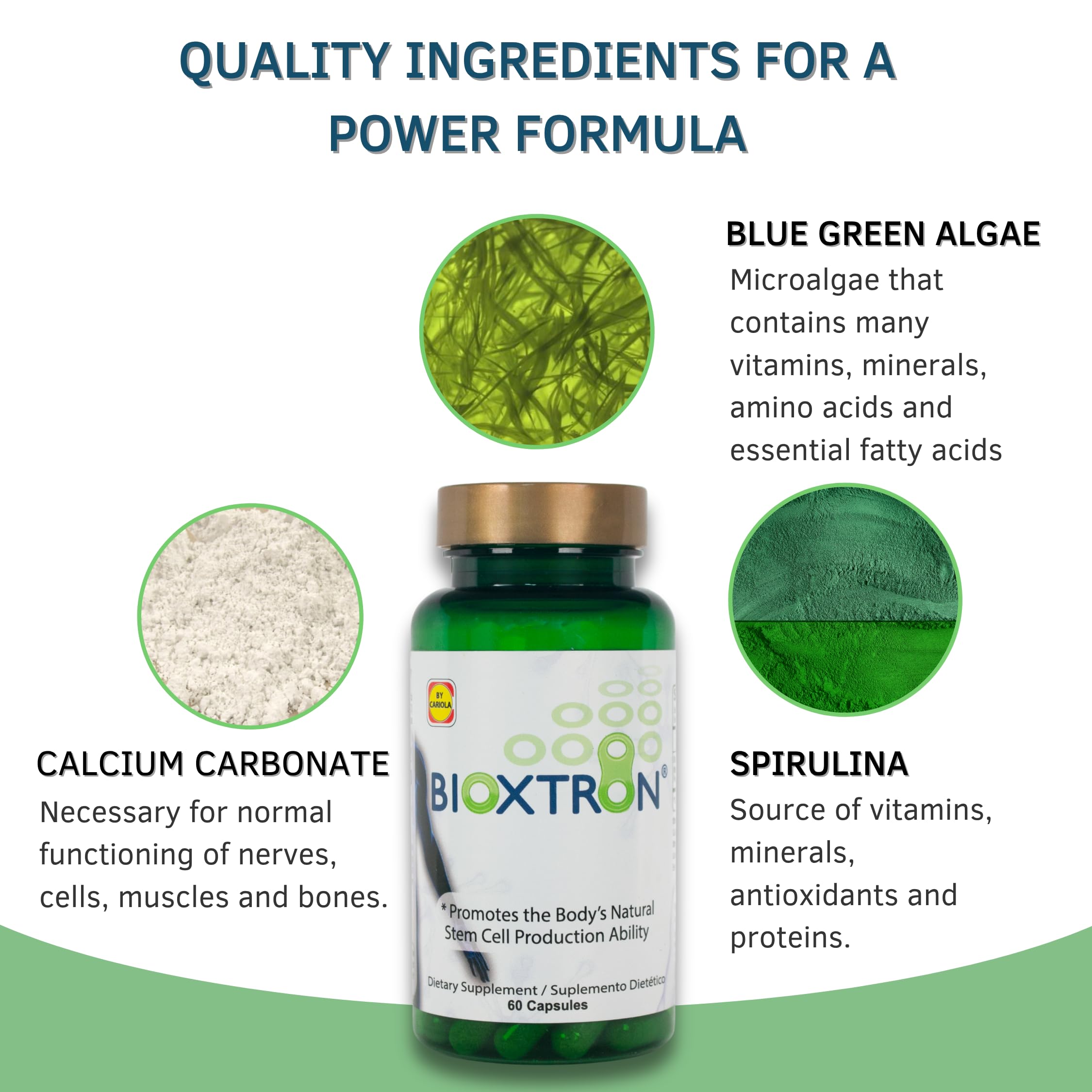 Bioxtron Natural AFA Stem Cell Supplement - Joint Support & Muscle Pain - Immune System Support - Support Energy Levels - Natural Blue Green Algae Spirulina - Pack of 2-120 Caps BioxtronAu supplements