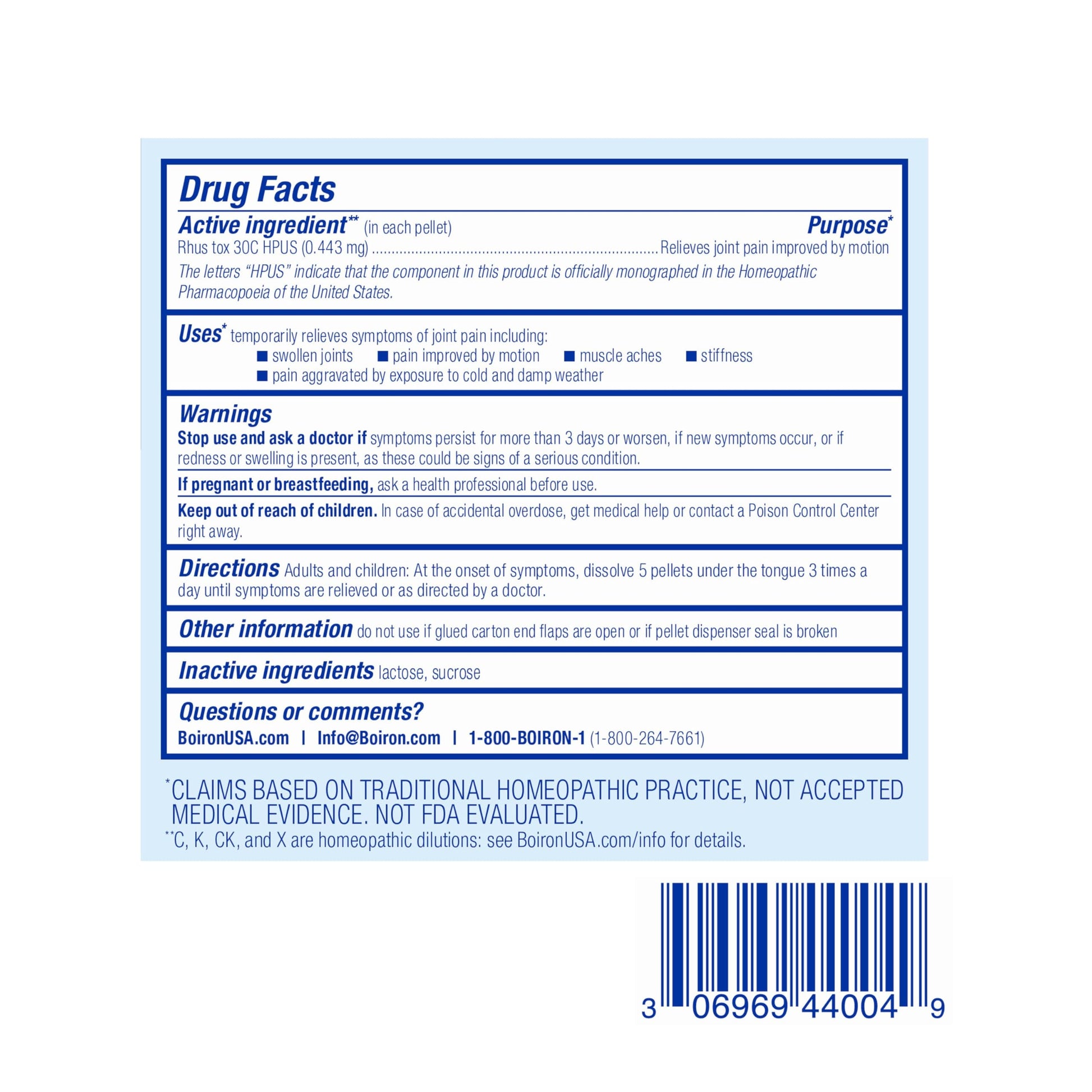 Boiron Rhus Tox 30C Homeopathic Medicine for Relief from Joint Pain, Muscle Aches, Swollen or Stiff Joints, and Weather Related Aches - 3 Count (240 Pellets) BoironAu supplements