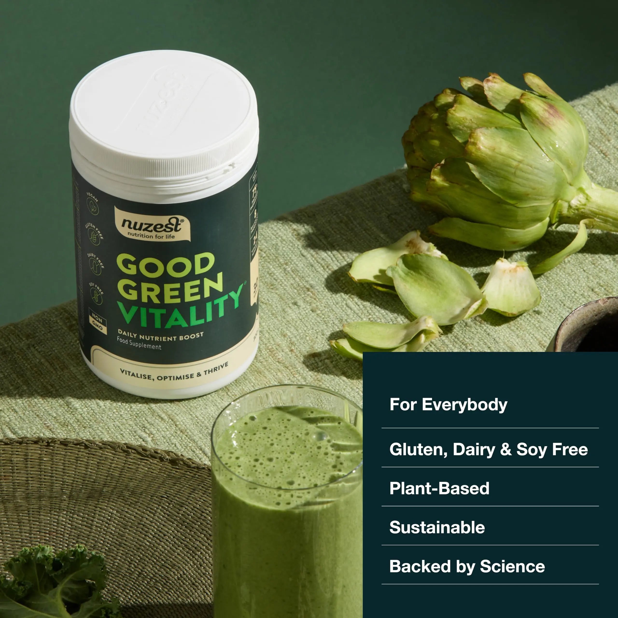 Nuzest Greens Powder Good Green Vitality – Vitamins, Minerals & Superfoods – Vegan Multivitamin Supplement (300g) Nuzestnz supplements