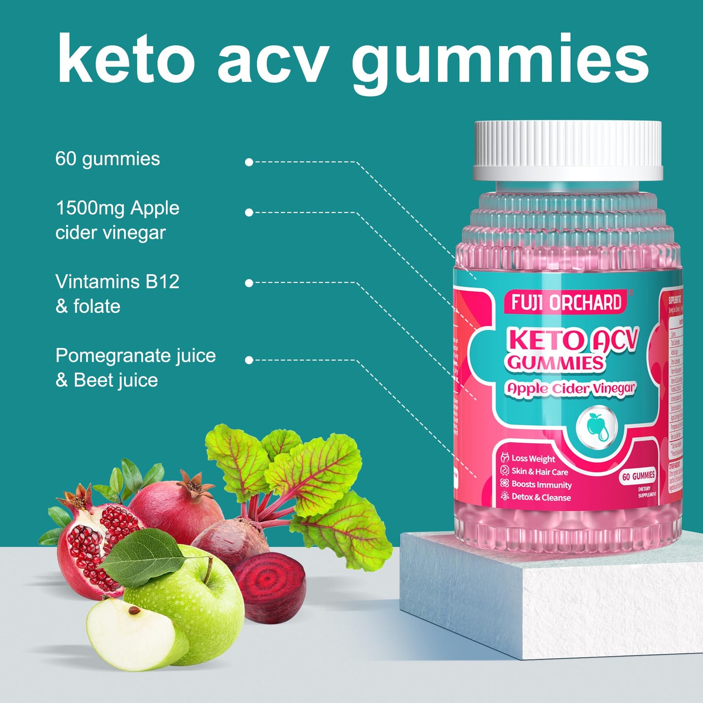 FUJI ORCHARD Keto Acv Gummies, 1500mg Keto Acv Gummies Advanced Weight Loss FUJI ORCHARDUS supplements