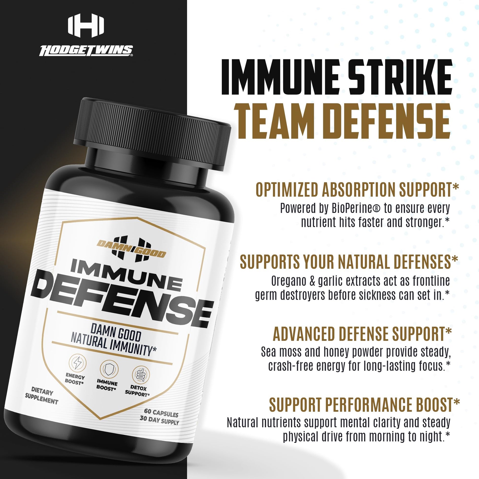 DAMN GOOD The Hodge Twins Immune Defense Supplement (60 Capsules) – Sea Moss Blend Capsules for Everyday Balance, Digestive Support, and Whole-Body Wellness with Vitamins, Minerals, and Botanicals DAMN GOODAu supplements