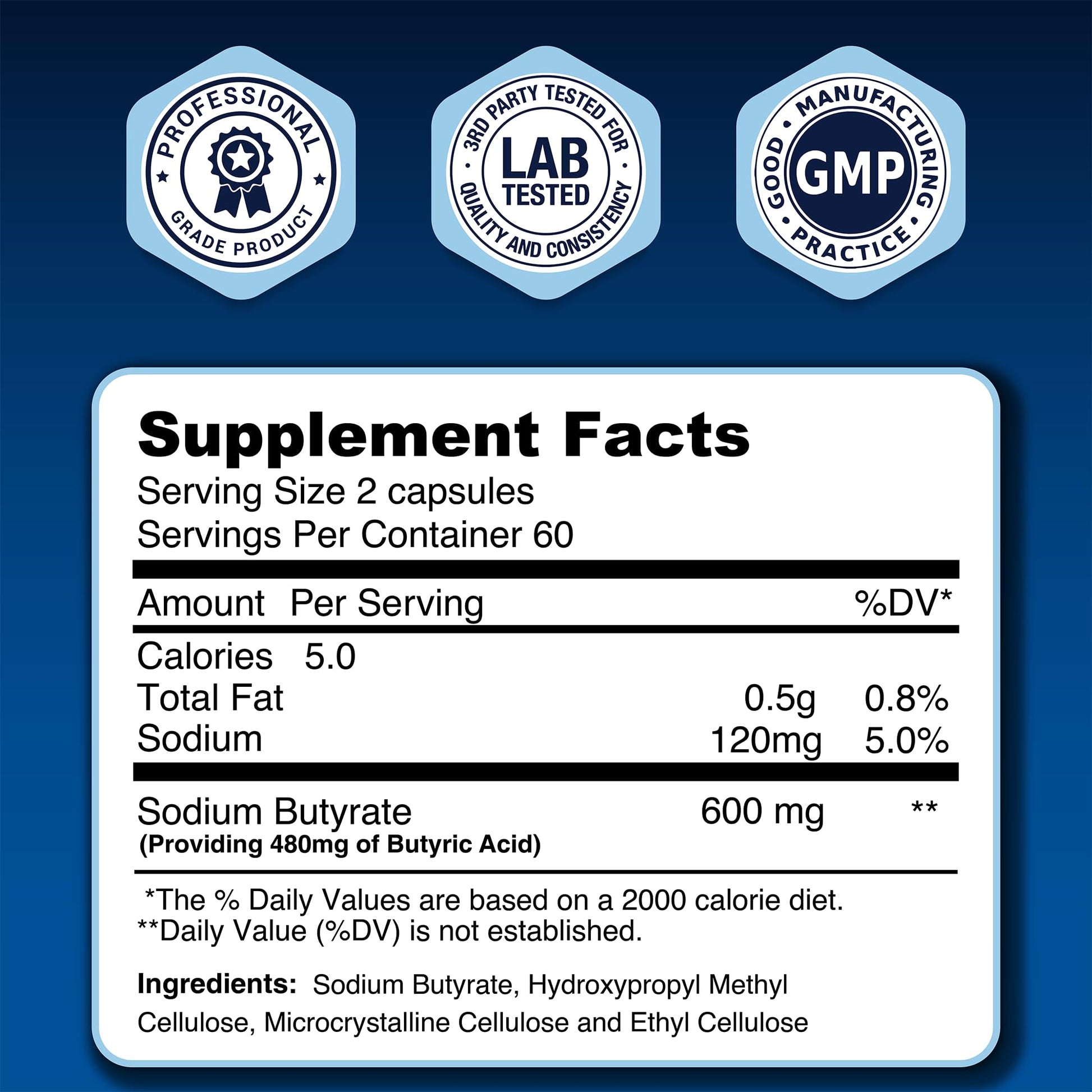 LongJuvity Sodium Butyrate Supplement (300mg) - Optimal Gut Health for Men & Women - Digestion Support & Leaky Gut Repair - Postbiotic Short Chain Fatty Acid, Lab Tested (120 Extended Release Caps) LongJuvity LabsAu supplements