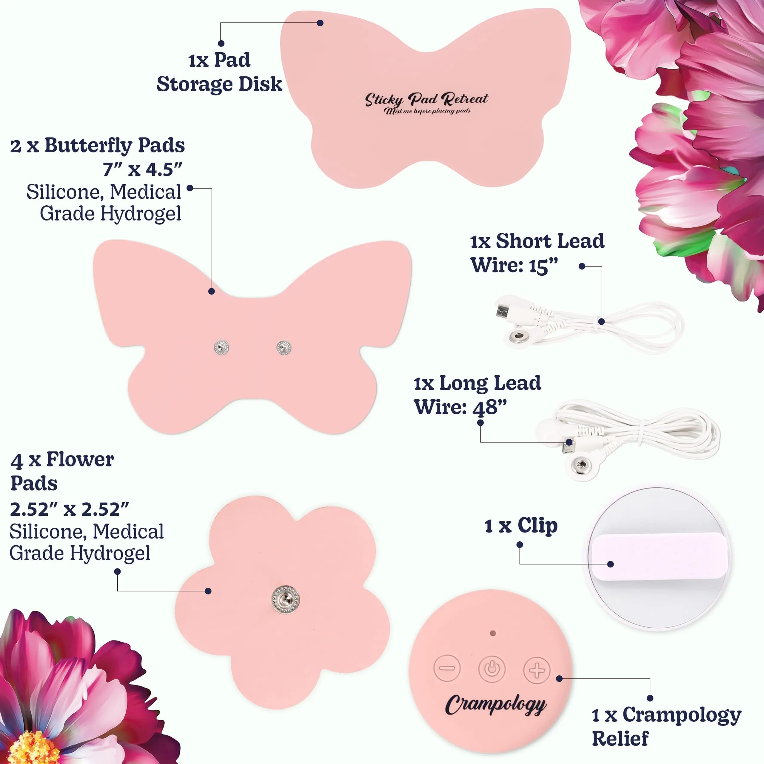 Crampology Relief Pink-Period Cramps Pain Relieving Device, Cramp Massager for Menstrual and Lower Back Ache, Reduces Endometriosis Discomfort, PMS TENS Unit, Wireless or Wired, Natural Cycle Support CrampologyAu supplements