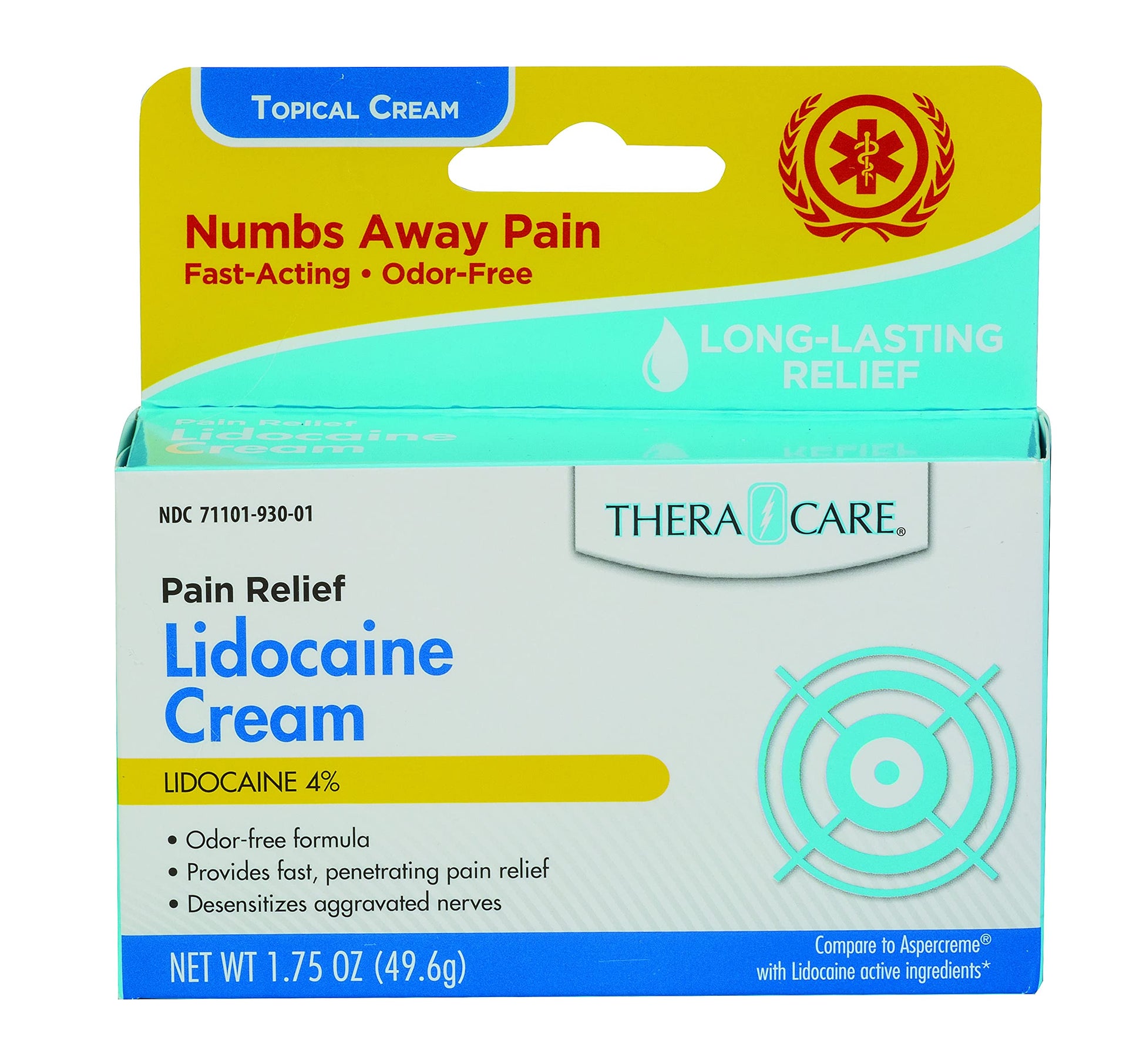 Thera|Care Maximum Strength OTC Lidocaine Cream | Numbs Away Pain | Long-Lasting Relief | Non-Greasy | 1.75 Oz Thera CareAu supplements