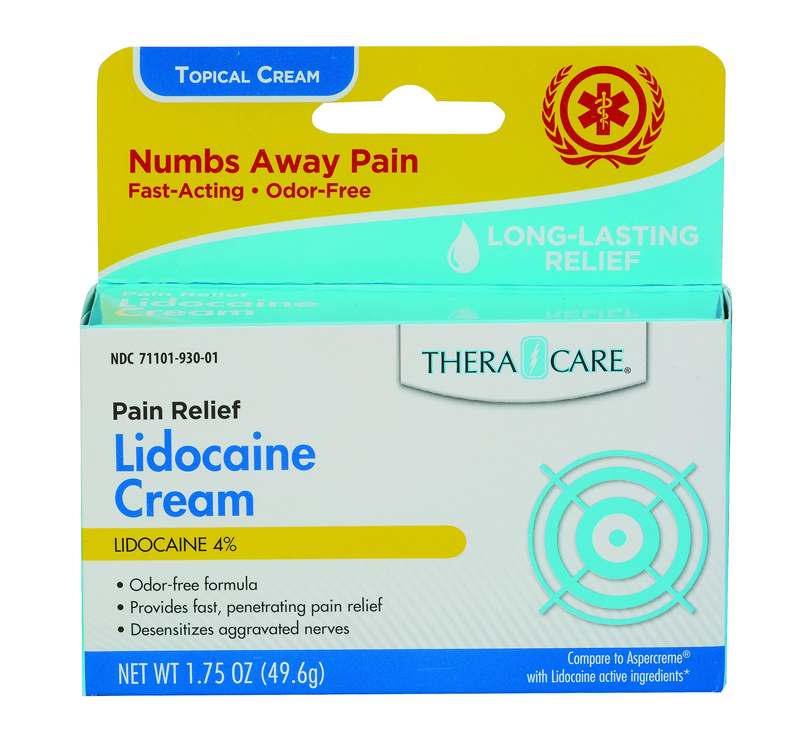 Thera|Care Maximum Strength OTC Lidocaine Cream | Numbs Away Pain | Long-Lasting Relief | Non-Greasy | 1.75 Oz Thera CareAu supplements