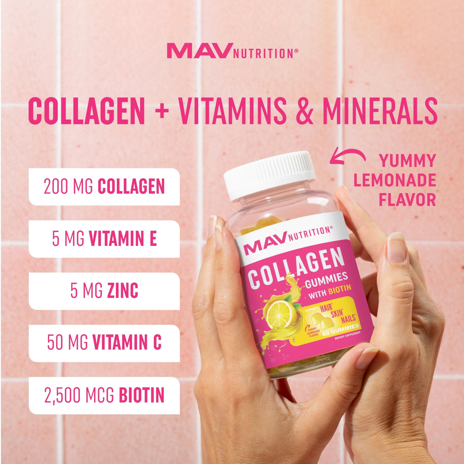 Collagen Gummies for Women | 200mg Hydrolyzed Collagen + 2500mcg Biotin, with Vitamin C, E & Zinc MAV NUTRITIONAu supplements