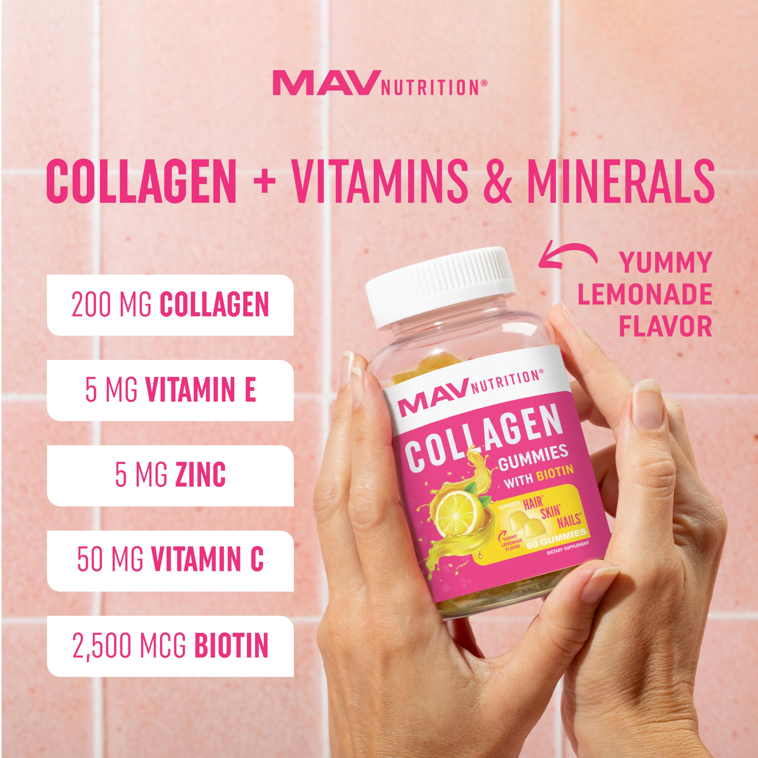 Collagen Gummies for Women | 200mg Hydrolyzed Collagen + 2500mcg Biotin, with Vitamin C, E & Zinc MAV NUTRITIONAu supplements