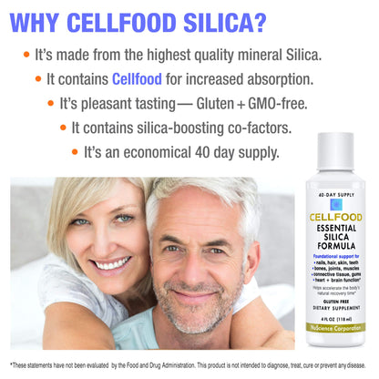 Cellfood Essential Silica Anti-Aging Formula, 4 fl oz - Supports Healthy Bones, Joints, Hair CellfoodUS supplements