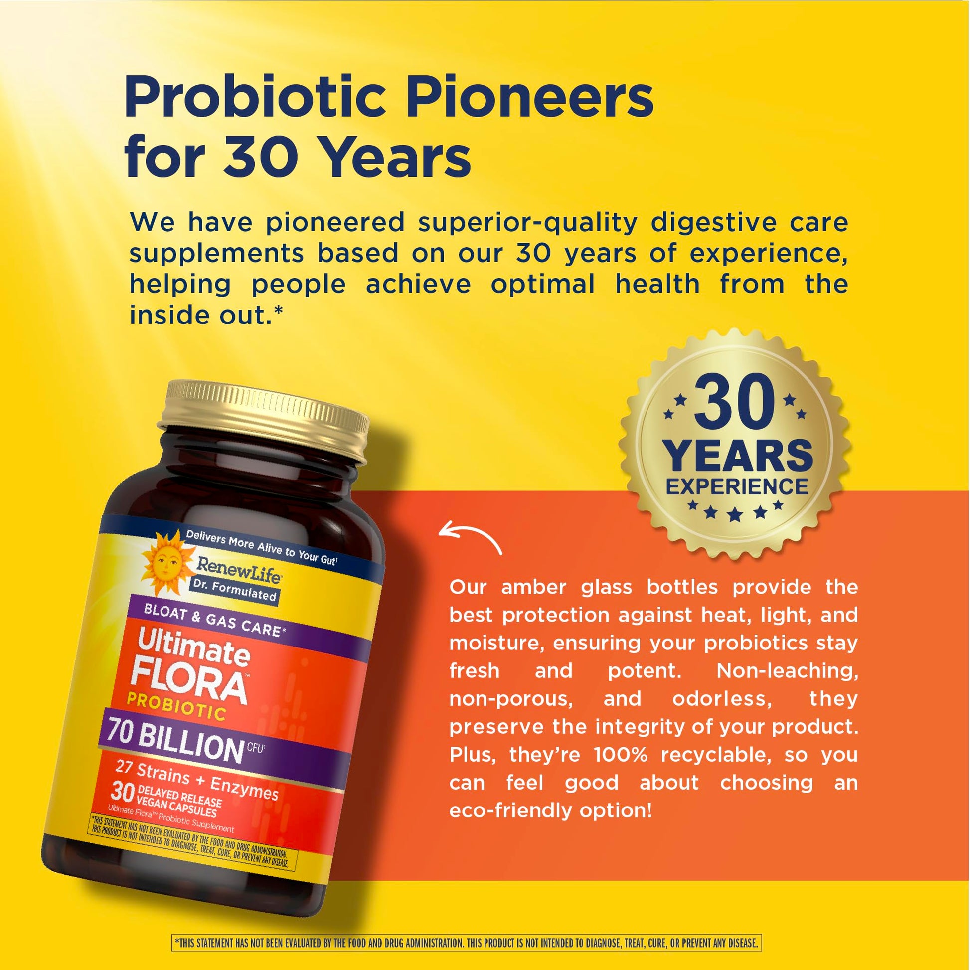 Renew Life Ultimate Flora Probiotics Bloat & Gas Support 70 Billion CFU Delayed Release Vegan Capsules | Doctor Formulated | Digestive Health | Immune Health | Dairy Free | 30 Count Renew LifeAu supplements