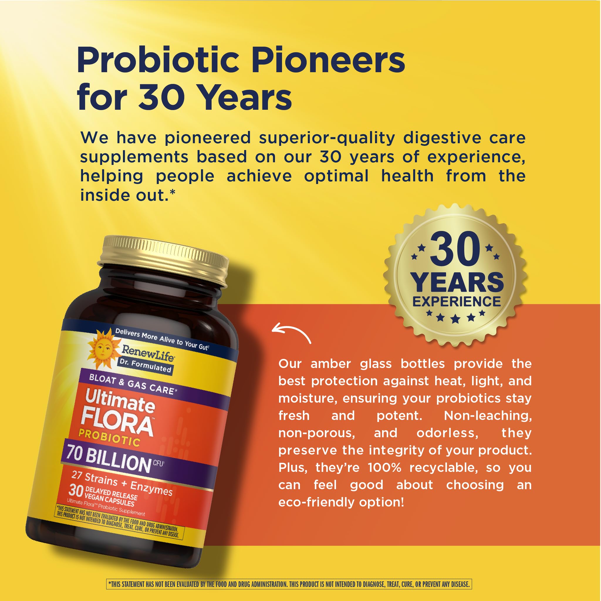 Renew Life Ultimate Flora Probiotics Bloat & Gas Support 70 Billion CFU Delayed Release Vegan Capsules | Doctor Formulated | Digestive Health | Immune Health | Dairy Free | 30 Count Renew LifeAu supplements
