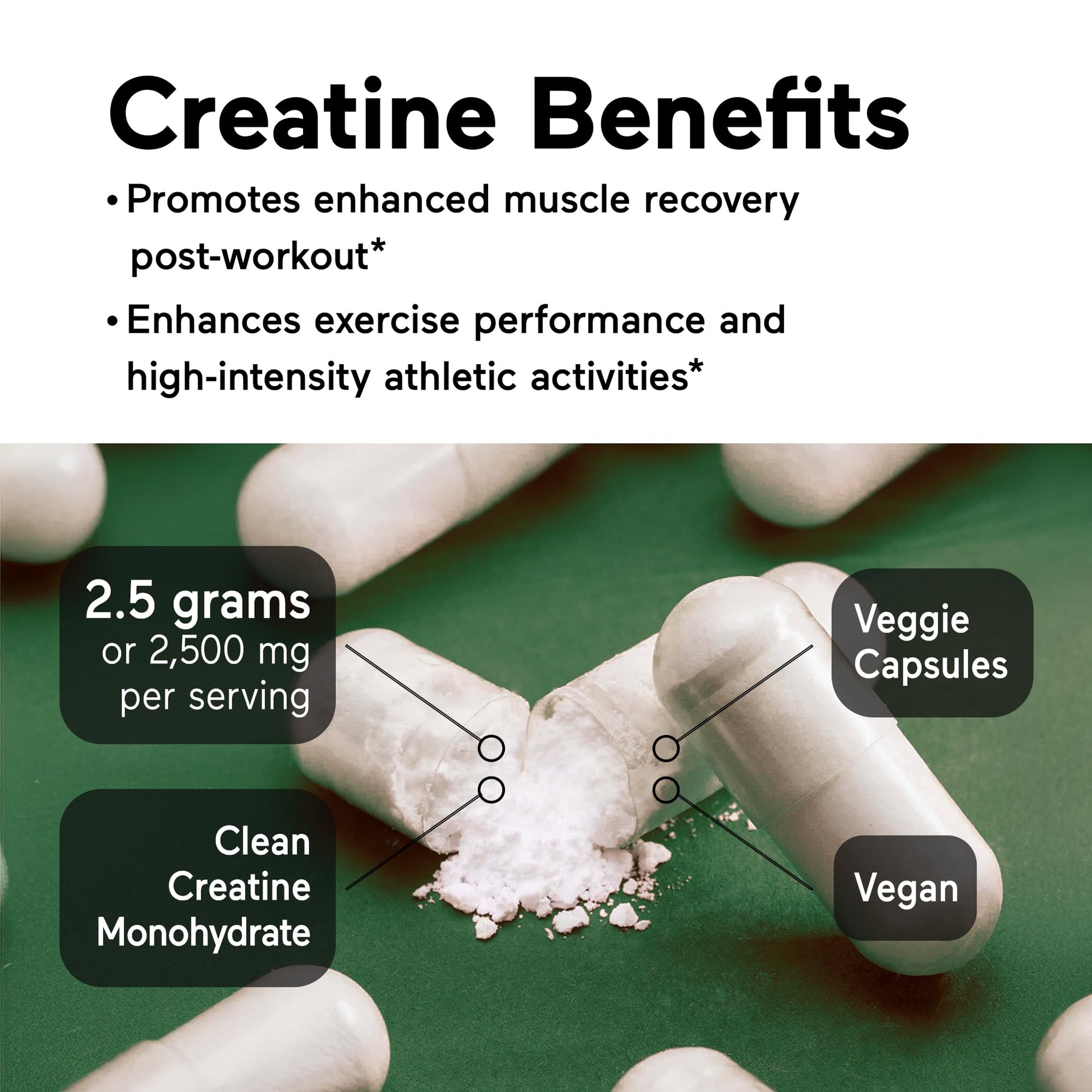 SMARTERNUTRITION Creatine Monohydrate Pills with 2500mg (2.5g) Per Serving, Vegan Capsules - Pre & Post Workout Recovery Support, Promotes Muscle Mass &. Endurance - 60 Count[30-Day Supply] SMARTERNUTRITIONAu supplements