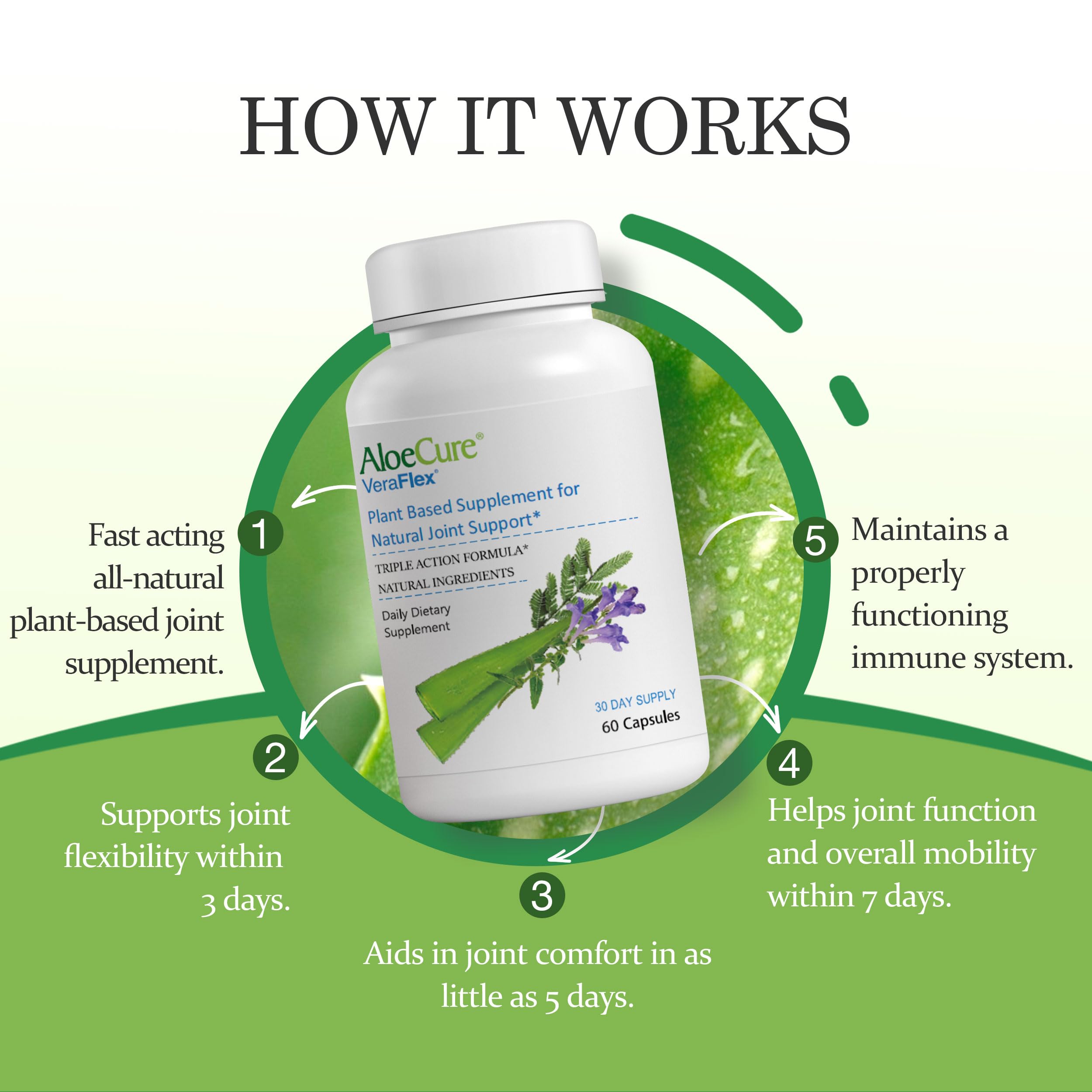 AloeCure VeraFlex Natural Joint Health, 60 Capsules, Clinically Tested Natural Plant-Based Formula to Support Comfort, Mobility and Flexibility - Featuring Organic Aloe Vera AloeCureAu supplements