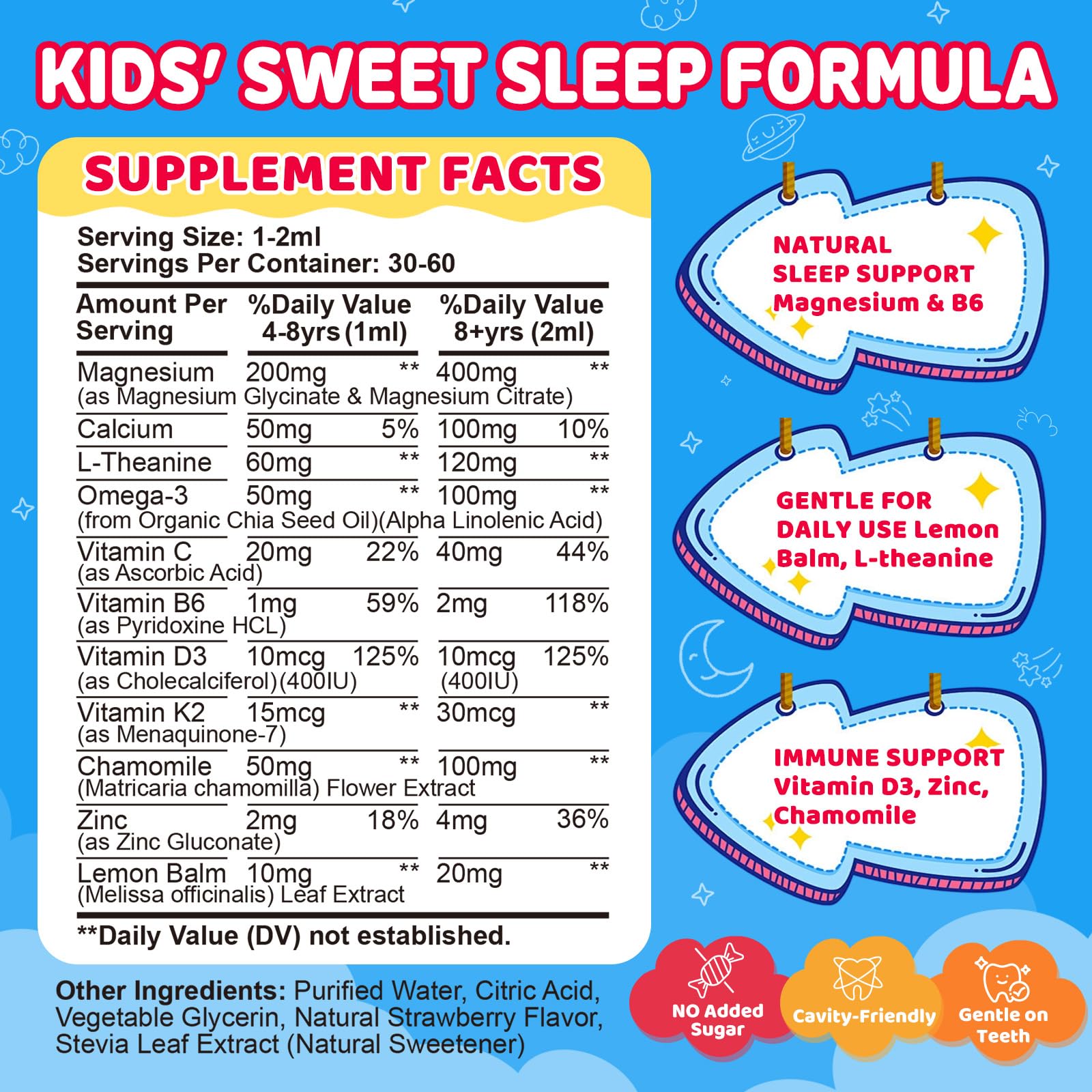 Kids Magnesium Glycinate Liquid Drops‌ – with L-Theanine, Omega-3, Vitamins B6 & D3, Zinc & Calcium – for Sleep Support, Relaxation, Focus & Brain, Bones – Strawberry Flavor, 2 Fl Oz GZ HAOYUANAu supplements