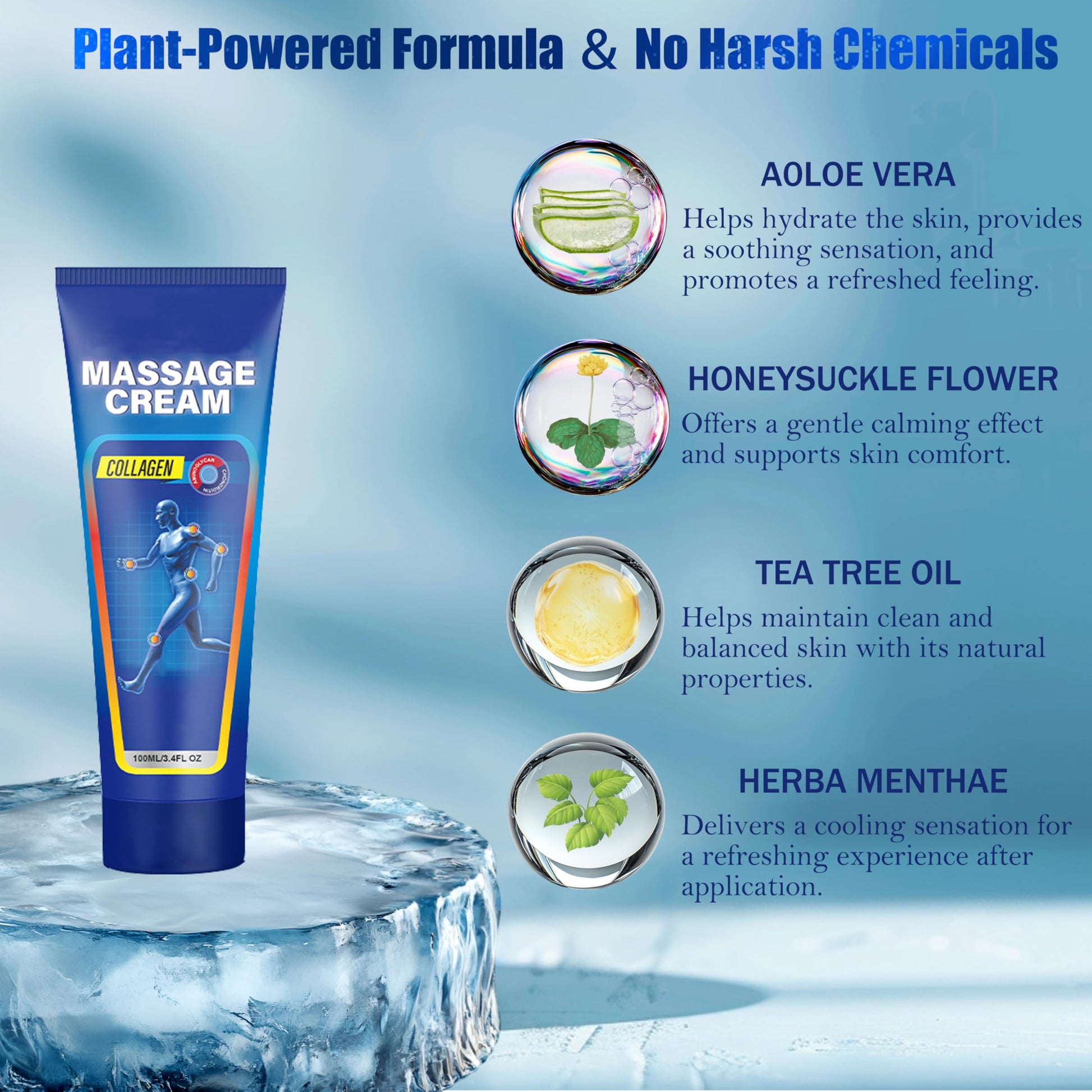 Soothing Cooling Gel for Muscle Tightness – Fast Absorbing Formula with Aloe Vera, Menthol & Tea Tree Oil | Sports & Daily Body Care Gel for Women & Men | Non-Greasy, Refreshing Feel (100ML/3.4oz) MIsiyuoAu supplements