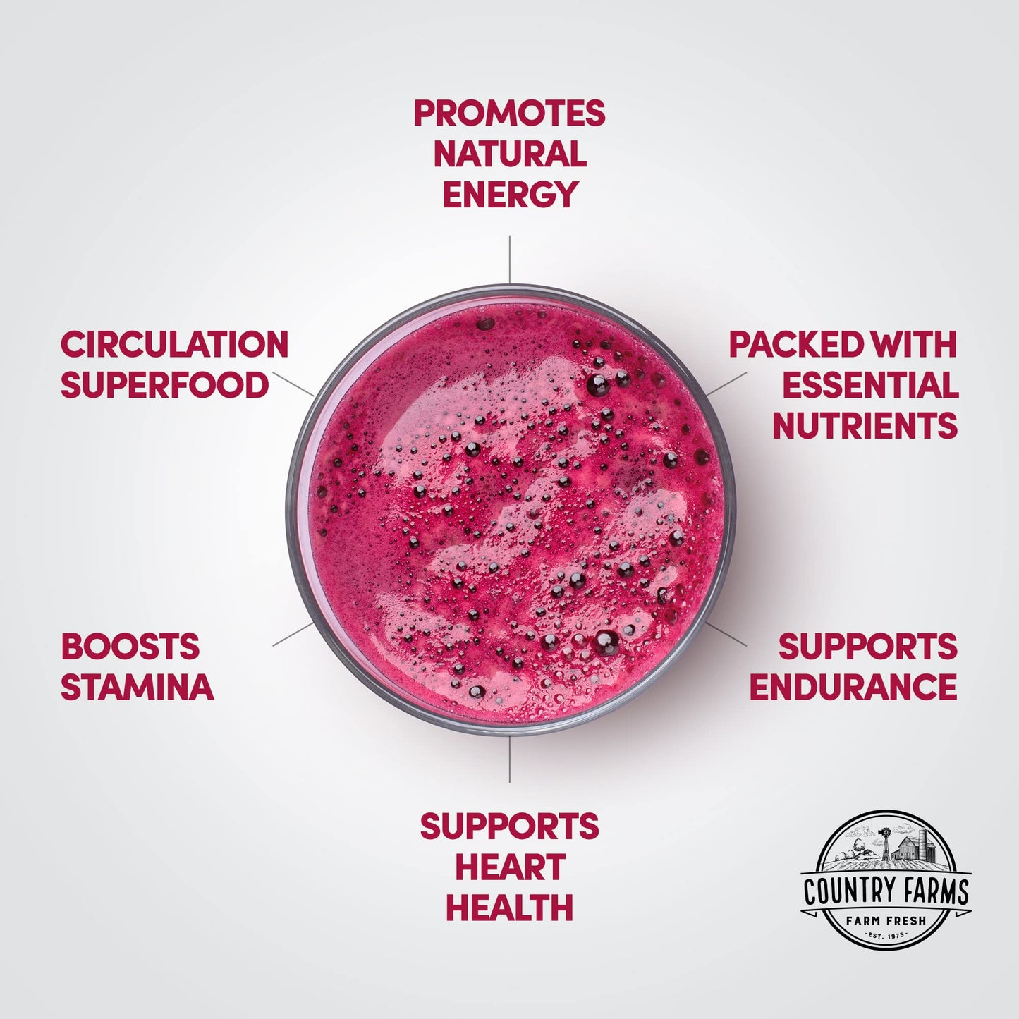 Country Farms Bountiful Beets, Wholefood Beet Extract Superfood, Helps Support Healthy Circulation and Promote Energy Country FarmsUS supplements