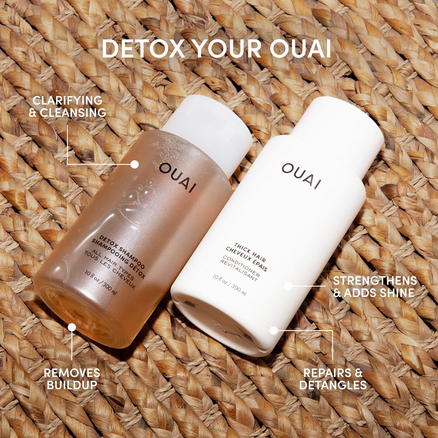 OUAI Detox Shampoo & Thick Hair Conditioner Bundle - Clarifying Shampoo for Build Up, Dirt, Oil, Product and Hard Water & Moisturizing Conditioner for Thick Hair (2 Count) OUAIAu supplements