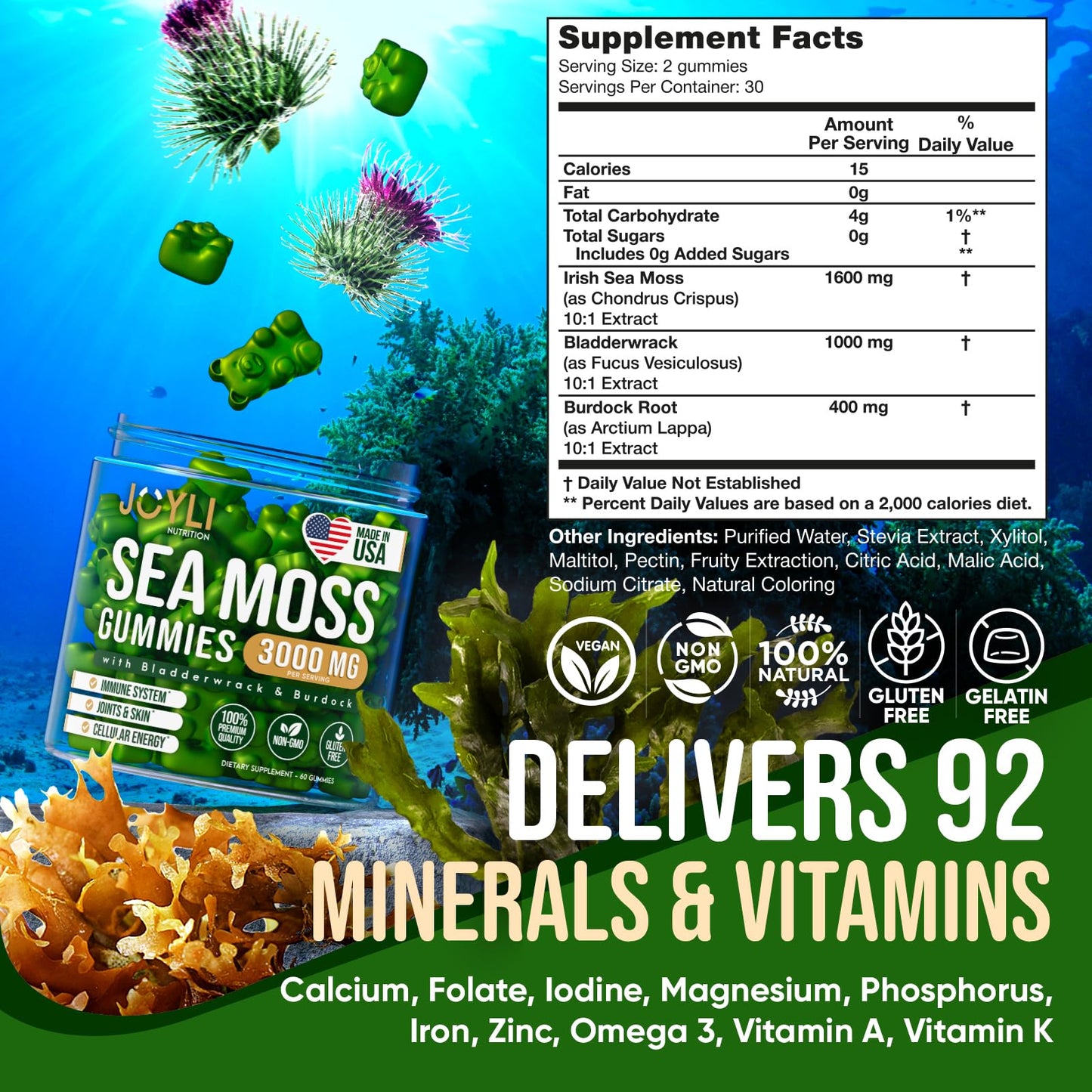 Sea Moss Gummies - Irish Seamoss Gummies for Adults & Kids - Advanced Superfood JOYLI NutritionUS supplements