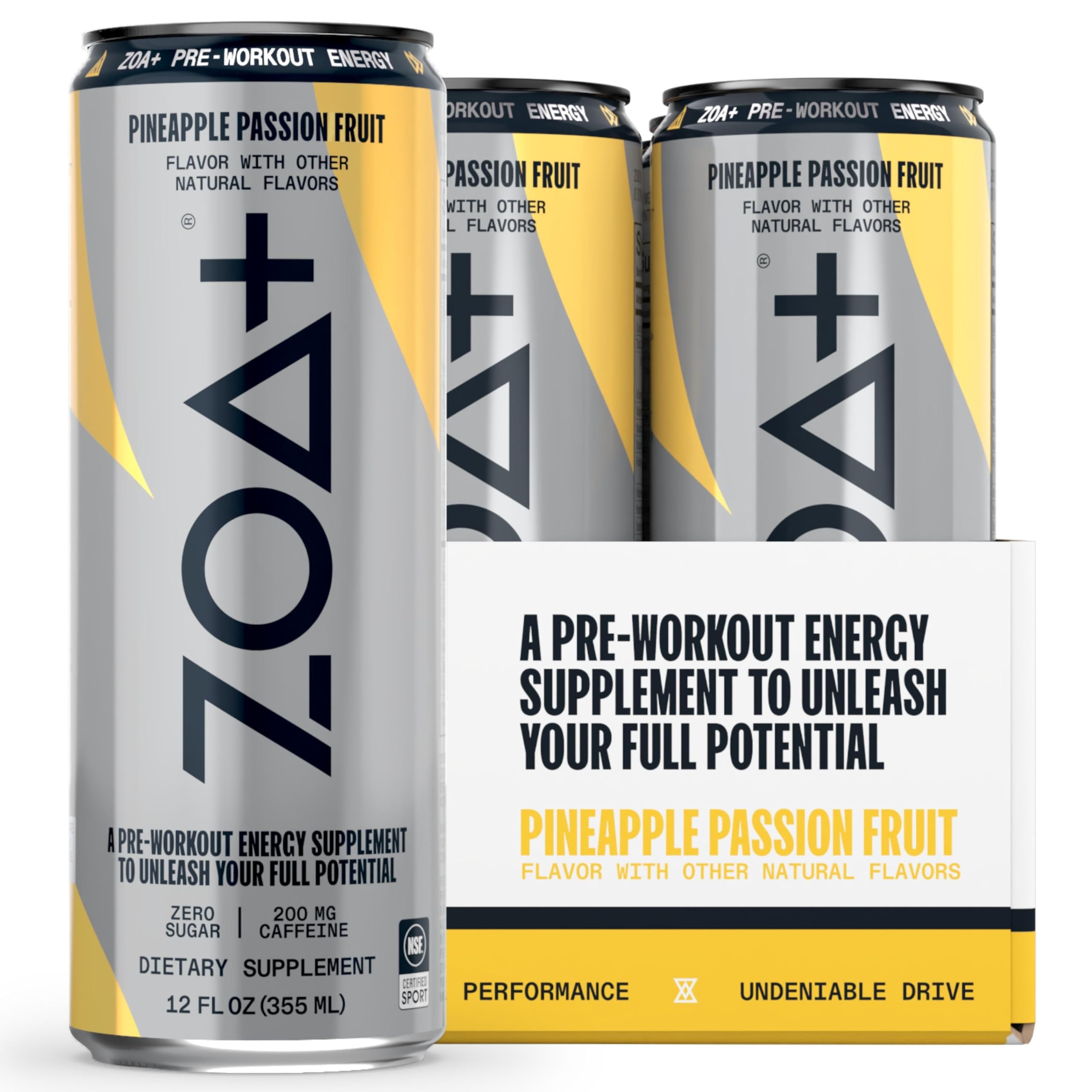ZOA+ Pre-Workout Sugar-Free Energy Drink, Pineapple Passionfruit - Zero Sugar ZOAAu supplements