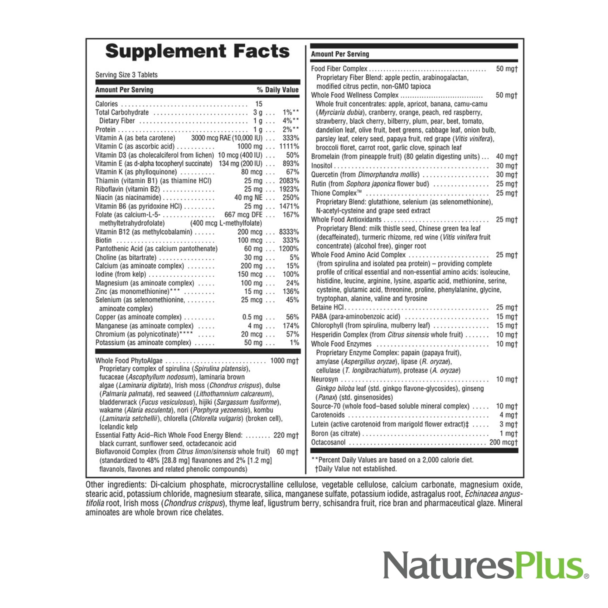 NaturesPlus Ultra Source of Life No-Iron Multivitamin - 180 Tablets - Supports Immune Health, Energy & Overall Well-Being - with Lutein & Vitamin D3 - Vegetarian & Gluten Free - 60 Servings NaturesPlusAu supplements