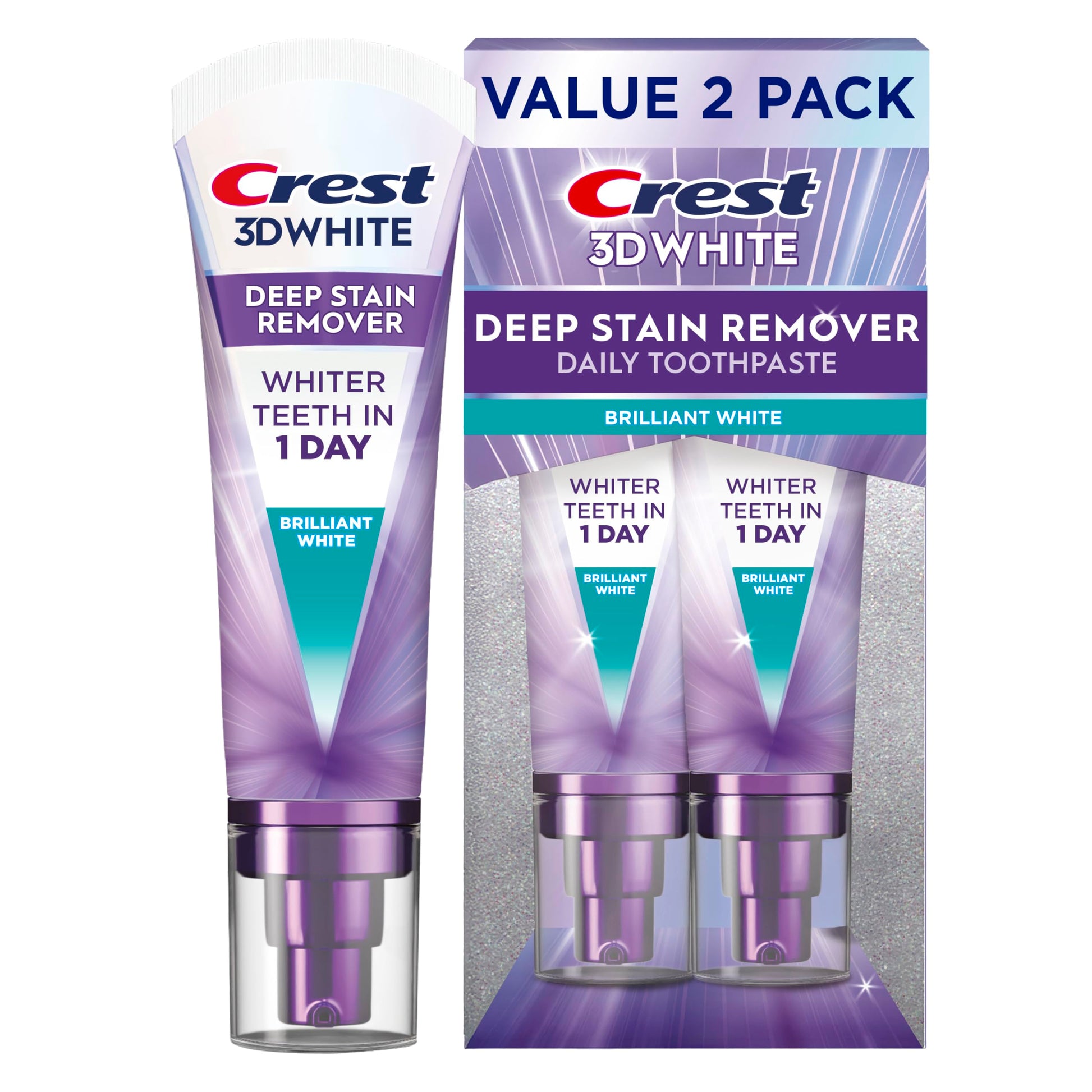 Crest 3DWhite Brilliance Deep Stain Remover Brilliant White Toothpaste - 3.1oz/2pk CrestAu supplements