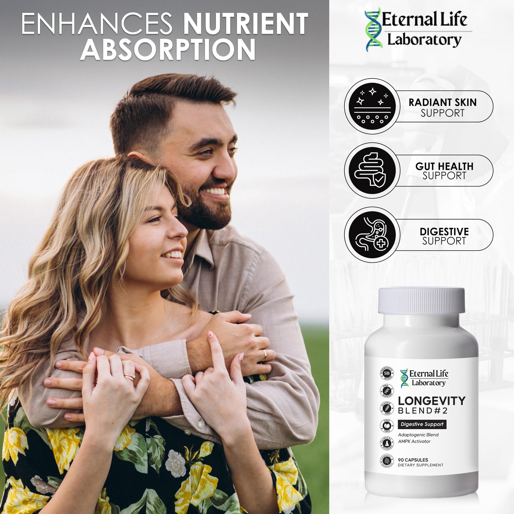 Probiotics for Women and Men, Daily Probiotic Supplement Probiotics and Triphala, Green Tea Extract - Anti-Aging Gut Health Optimizer - Intestinal, Colon & Digestive Health - 90 Capsules Eternal Life LaboratoryAu supplements