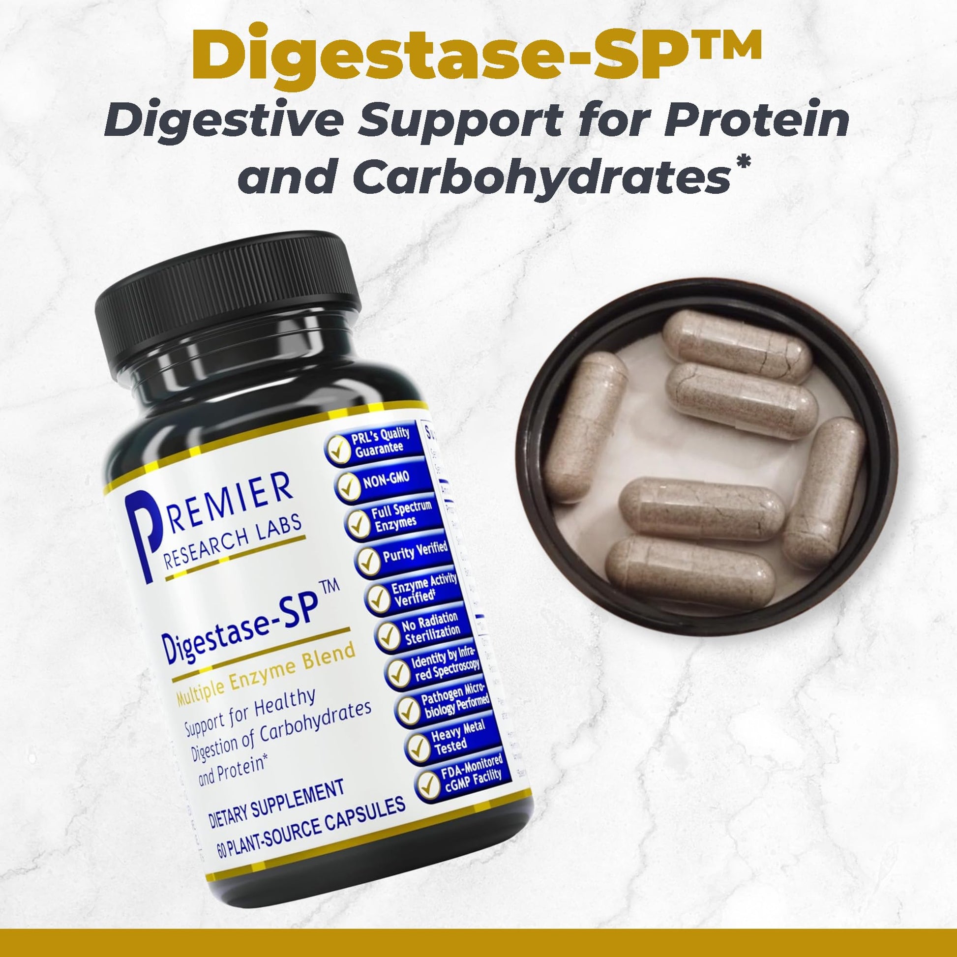 Premier Research Labs Digestase-SP - Enzymes for Digestion, Fermented Digestive Enzymes for Women & Men, Gut Health Support Pills with Peptidase, Hemicellulase - 60 Vegetarian Capsules Premier Research LabsAu supplements