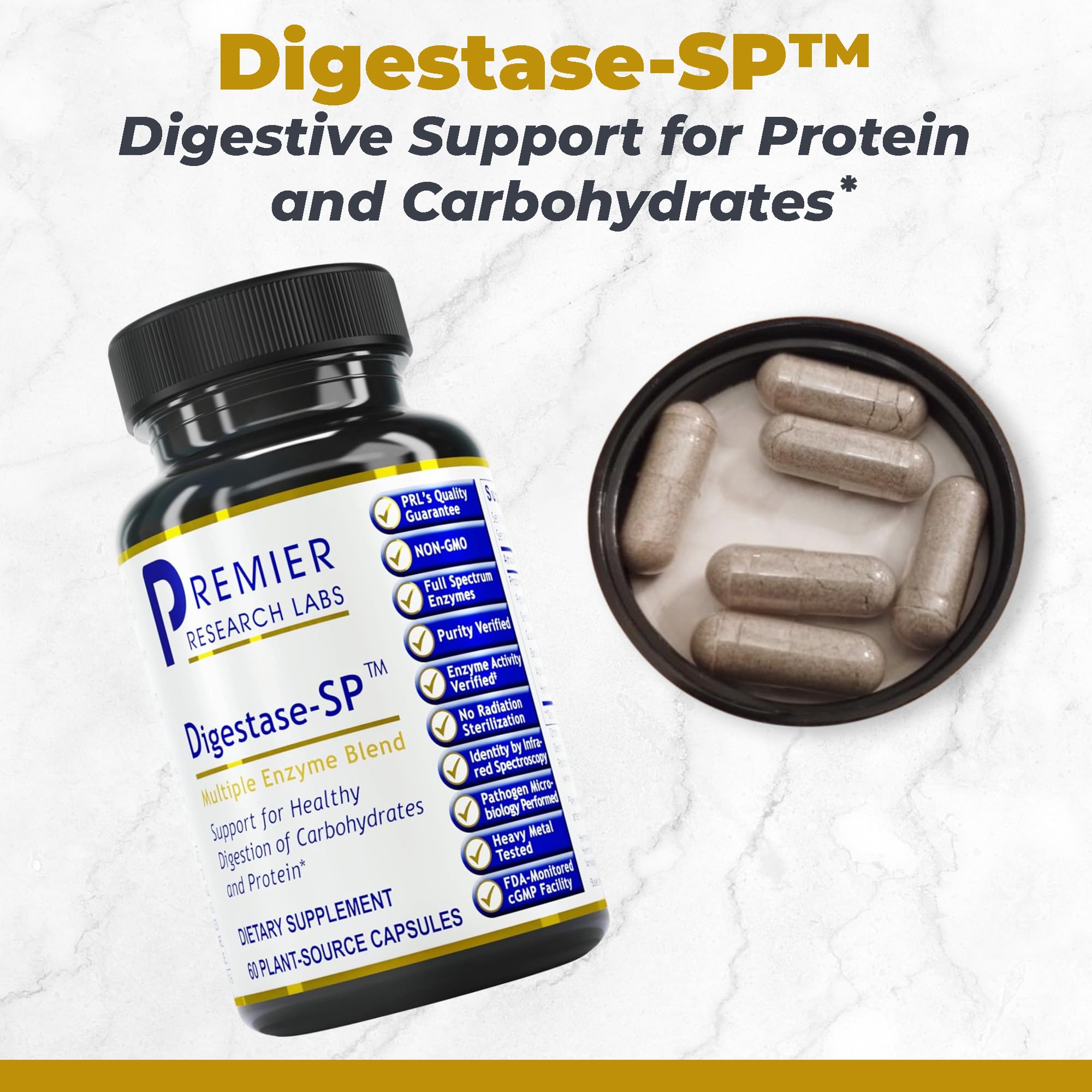 Premier Research Labs Digestase-SP - Enzymes for Digestion, Fermented Digestive Enzymes for Women & Men, Gut Health Support Pills with Peptidase, Hemicellulase - 60 Vegetarian Capsules Premier Research LabsAu supplements