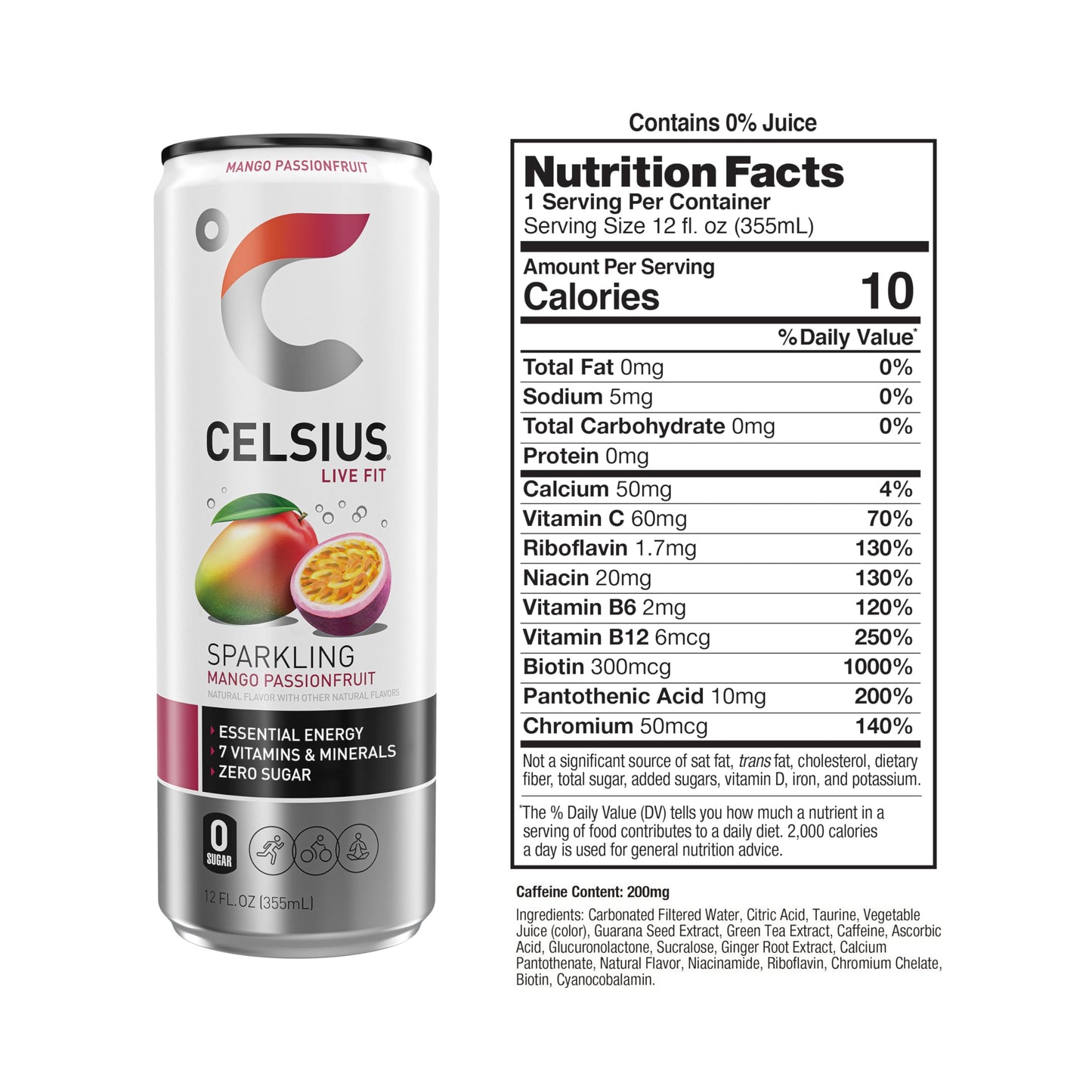CELSIUS Sparkling Mango Passionfruit, Functional Essential Energy Drink 12 Fl Oz CELSIUSUS supplements
