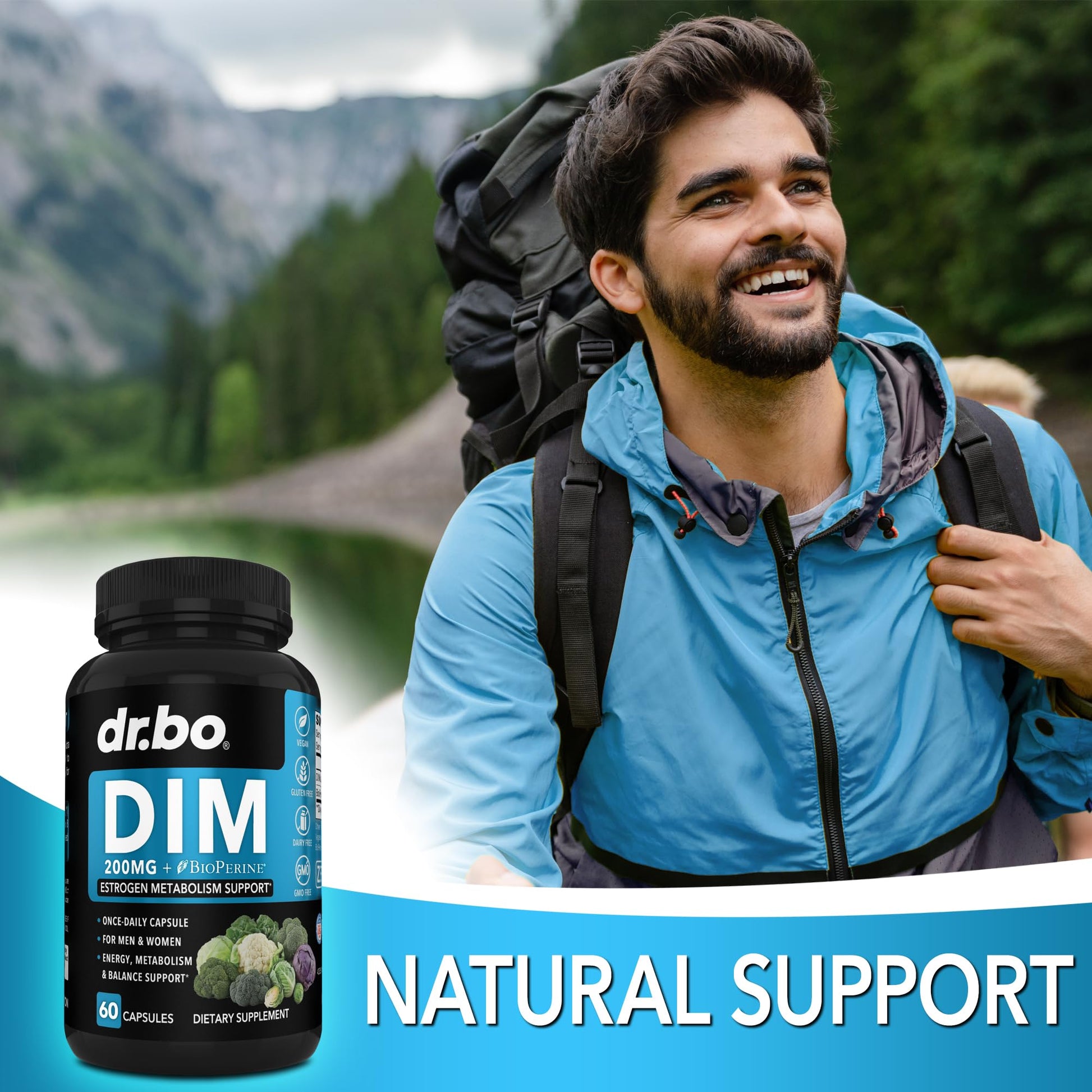 DIM Supplement for Women & Men 200mg - Androgen Estrogen Blocker for Men & Women, Hormonal Acne Pills, Hormone Balance, Menopause Support, Diindolylmethane DIM Supplement Plus BioPerine - 60 Capsules DR. BOAu supplements