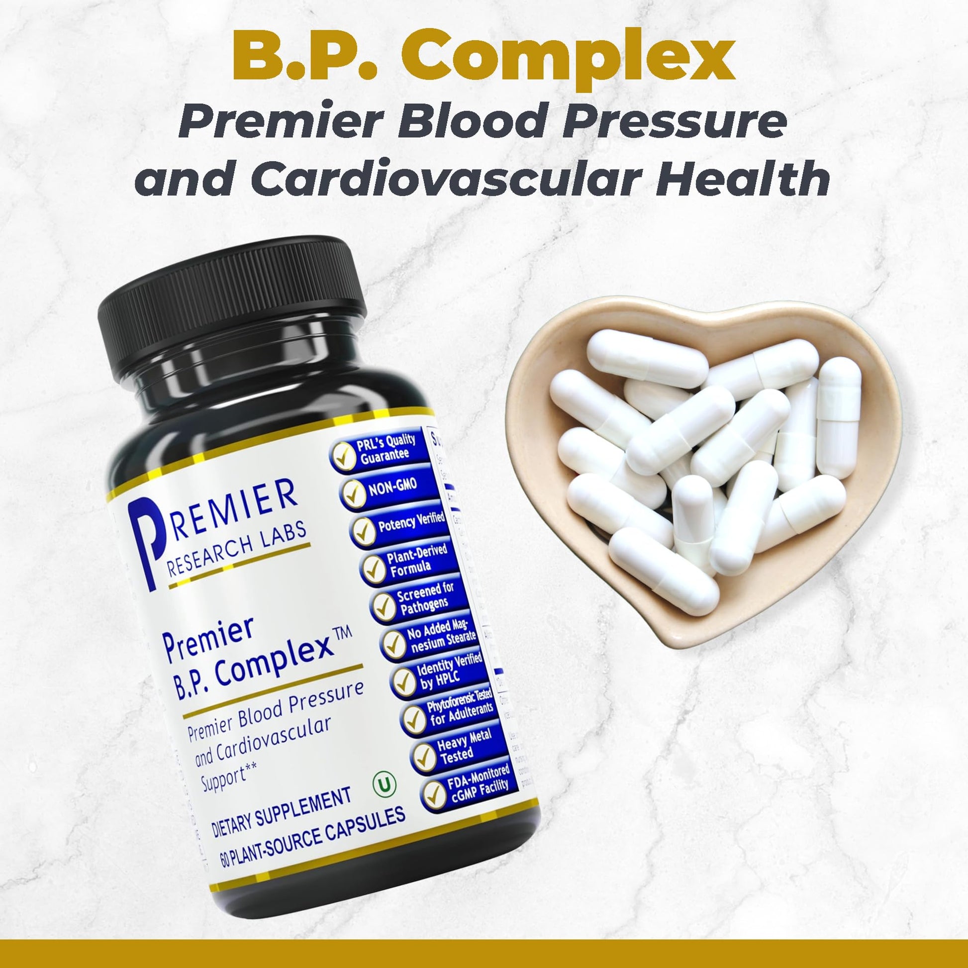 Premier Research Labs Premier BP Complex - Heart Health Supplements, BP Formula, Garlic Allicin Supplement, Natural Herbal BP Support Pills with Reishi & Cayenne Pepper - 60 Vegetarian Capsules Premier Research LabsAu supplements