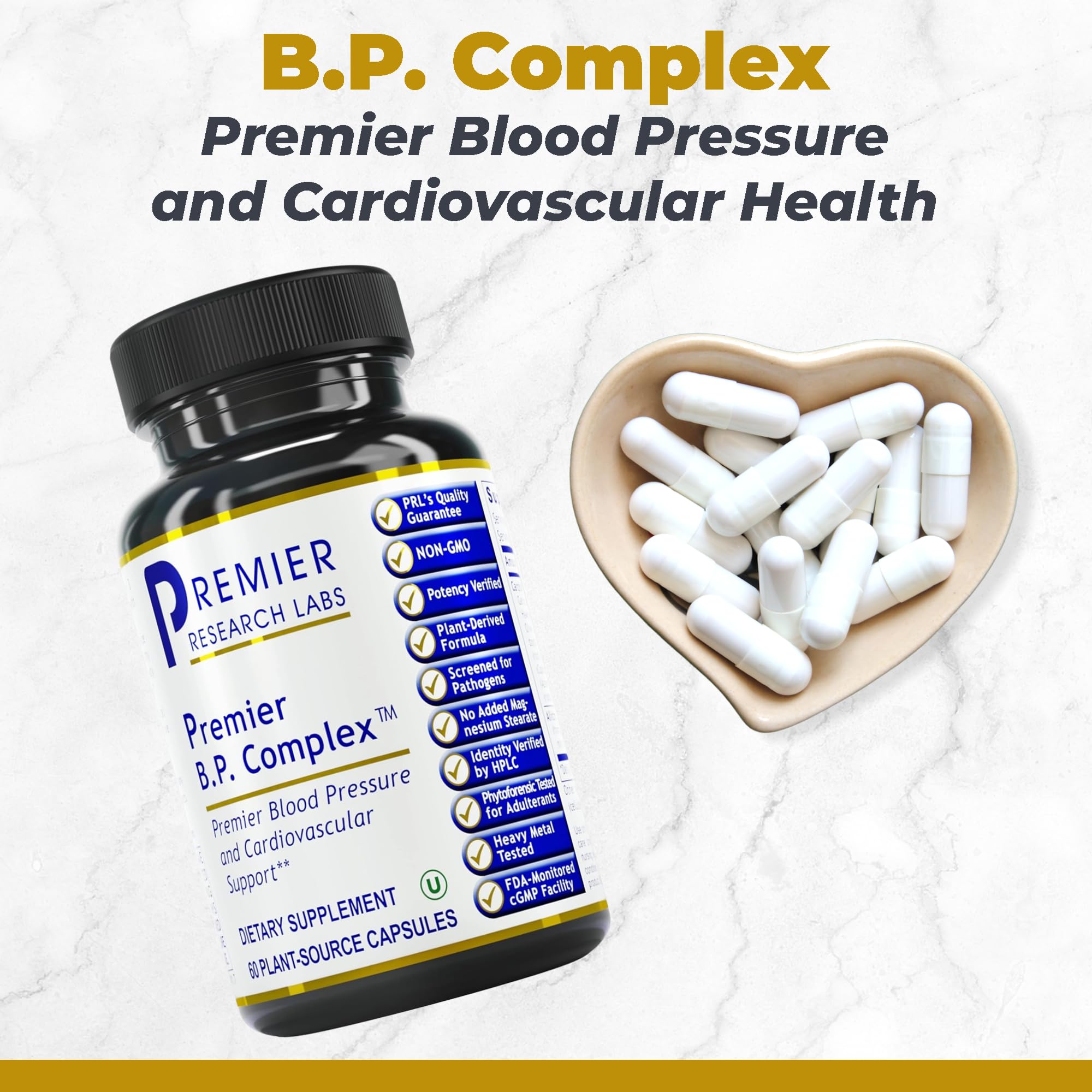 Premier Research Labs Premier BP Complex - Heart Health Supplements, BP Formula, Garlic Allicin Supplement, Natural Herbal BP Support Pills with Reishi & Cayenne Pepper - 60 Vegetarian Capsules Premier Research LabsAu supplements
