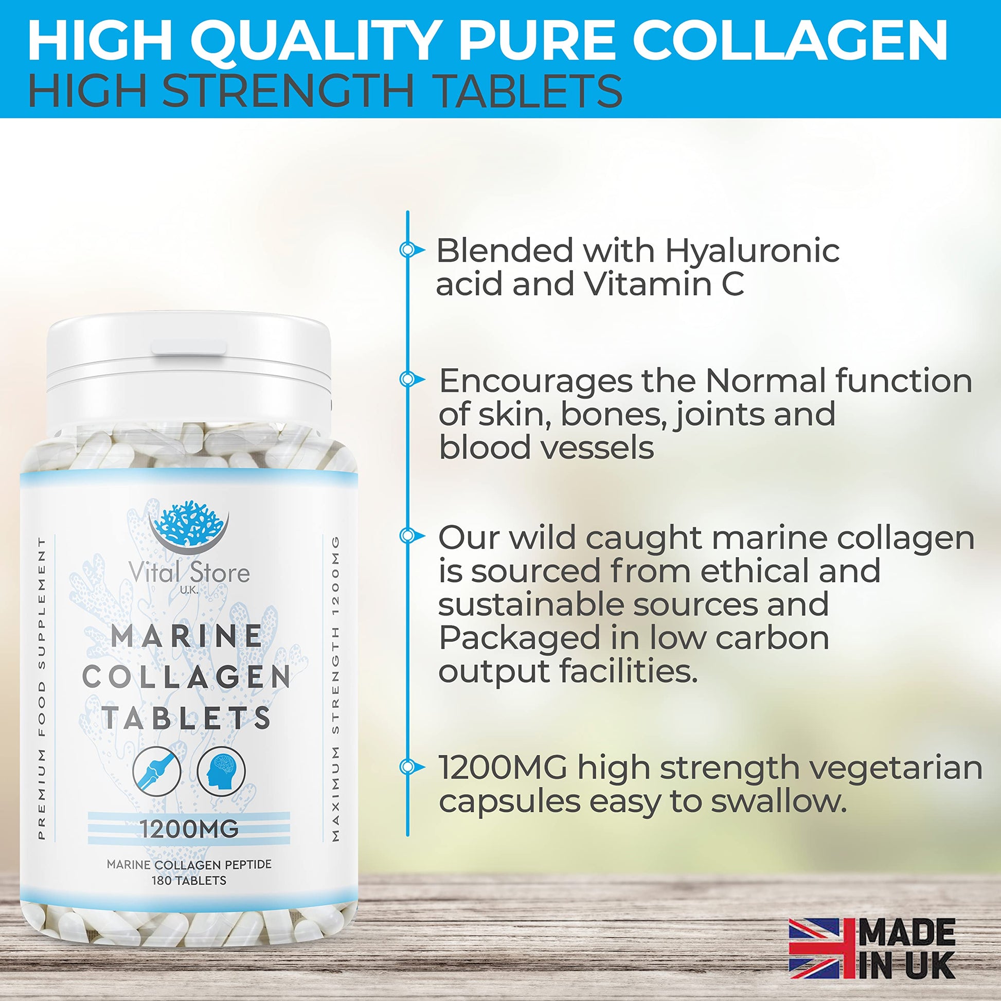Marine Collagen Peptide Tablets 1200MG - 6 Month Supply - 180 High Strength Collagen Tablets My StoreAu supplements