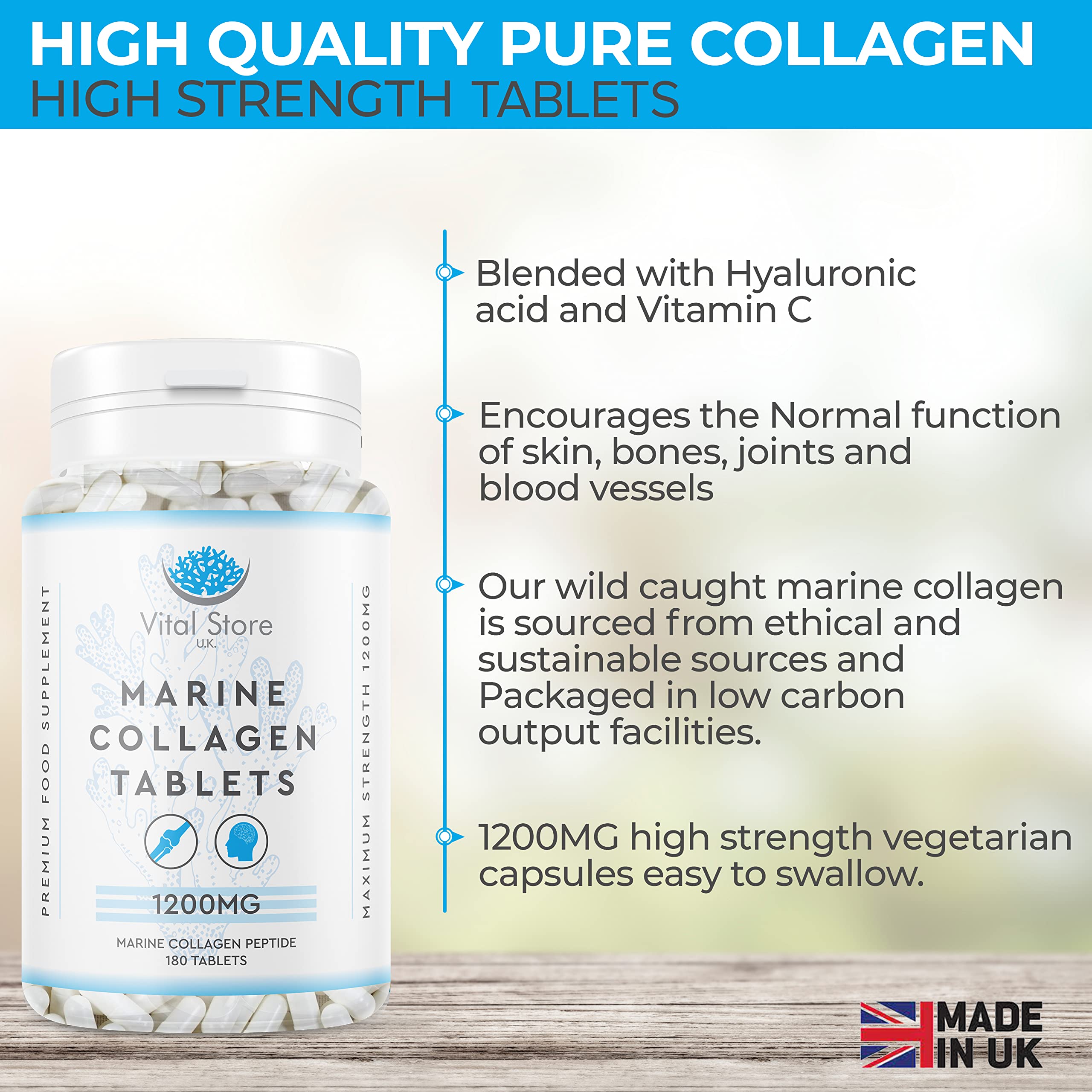 Marine Collagen Peptide Tablets 1200MG - 6 Month Supply - 180 High Strength Collagen Tablets My StoreAu supplements