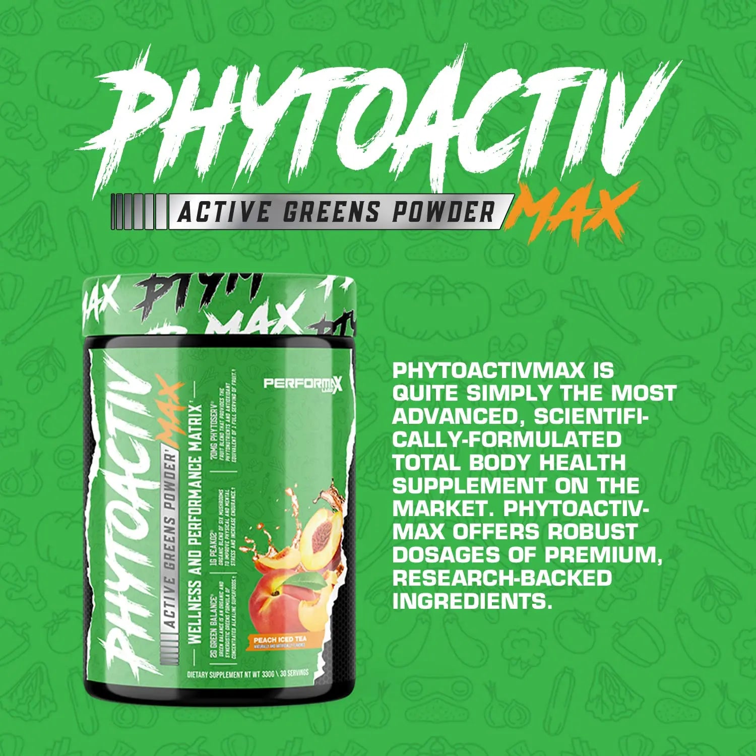 Performax Labs PhytoactivMax Active Greens Powder Wellness and Performance Matrix | Phytonutrients – Overall Health | 30 Servings (Strawberry Pineapple) Performax Labsnz supplements