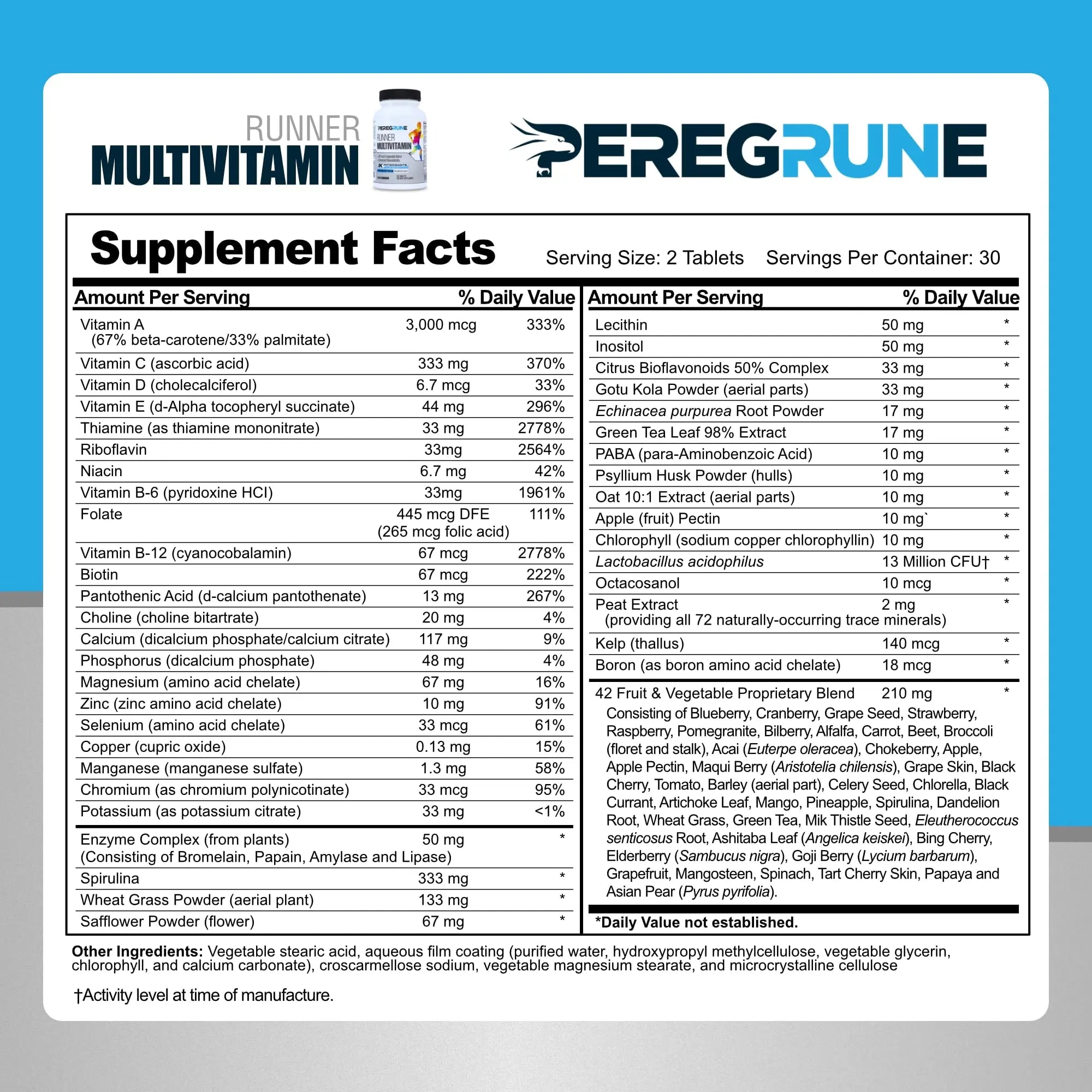 PEREGRUNE Runner Multivitamin & Joint Support Supplement | Antioxidants, Complete B-Complex & Probiotics to Support Energy PEREGRUNEAu supplements
