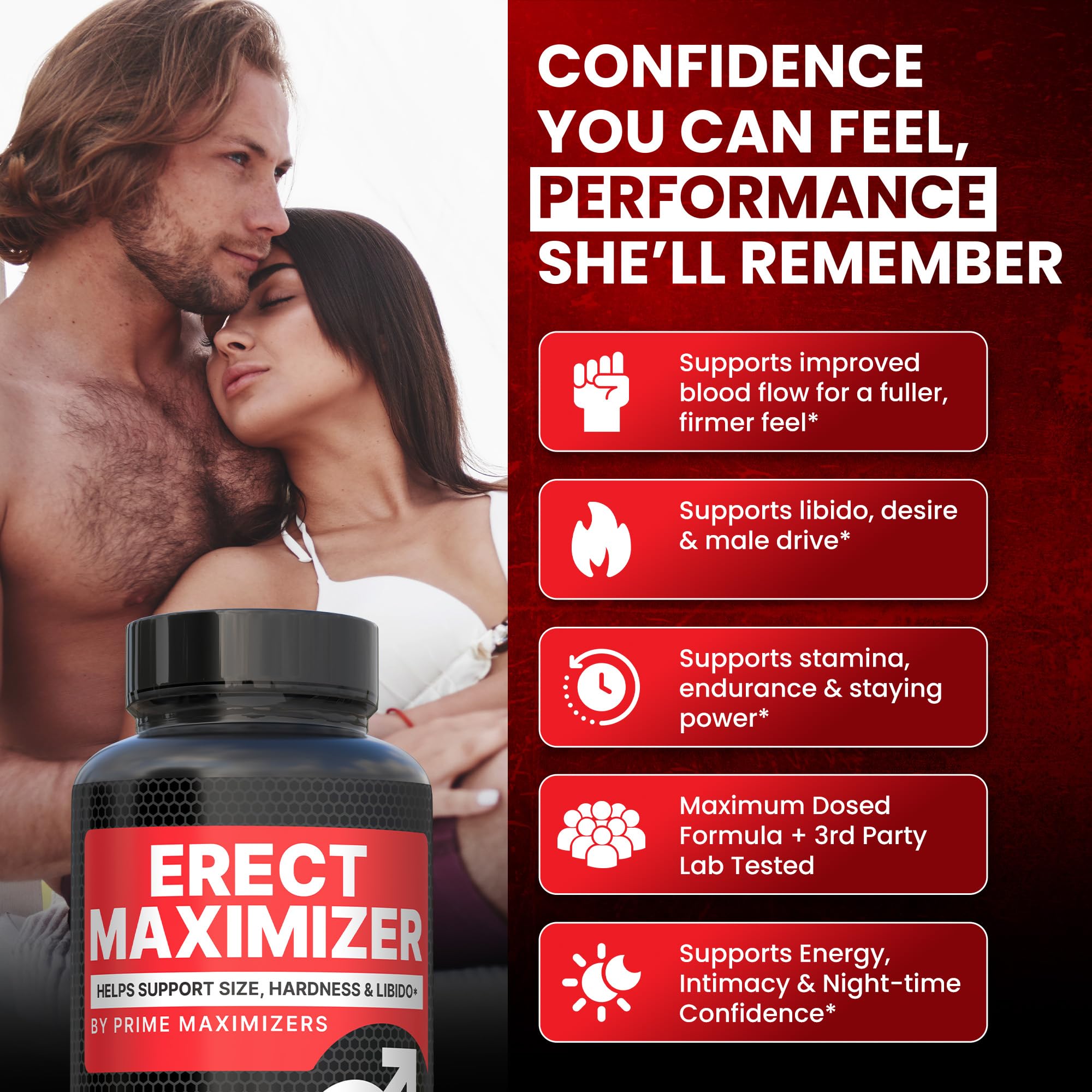 Premium Male Enhancement | Rapid Acting Blood Flow Support | Bigger, Rock Hard, Longer | 9 in 1 Intimacy Complex to Restore Confidence, California Manufactured, 3rd Party Tested – 90 Caps PRIME MAXIMIZERSAu supplements