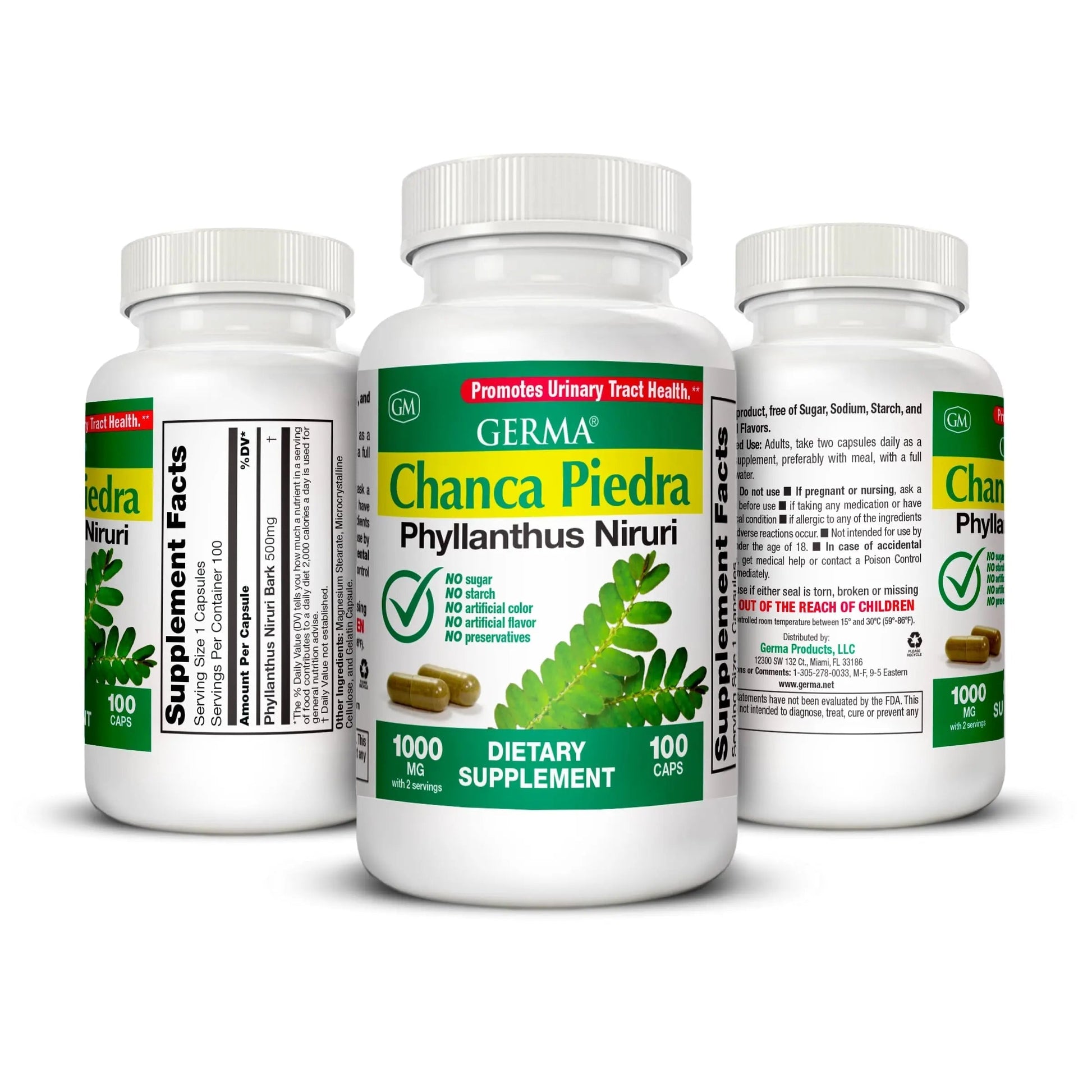 Germa Chanca Piedra Supplement – 500mg Phyllanthus Niruri – Traditional Stone Breaker Herb for Urinary & Kidney Support – Rainforest Botanical – 100% Natural Vegan Capsules, 100 Count GermaAu supplements