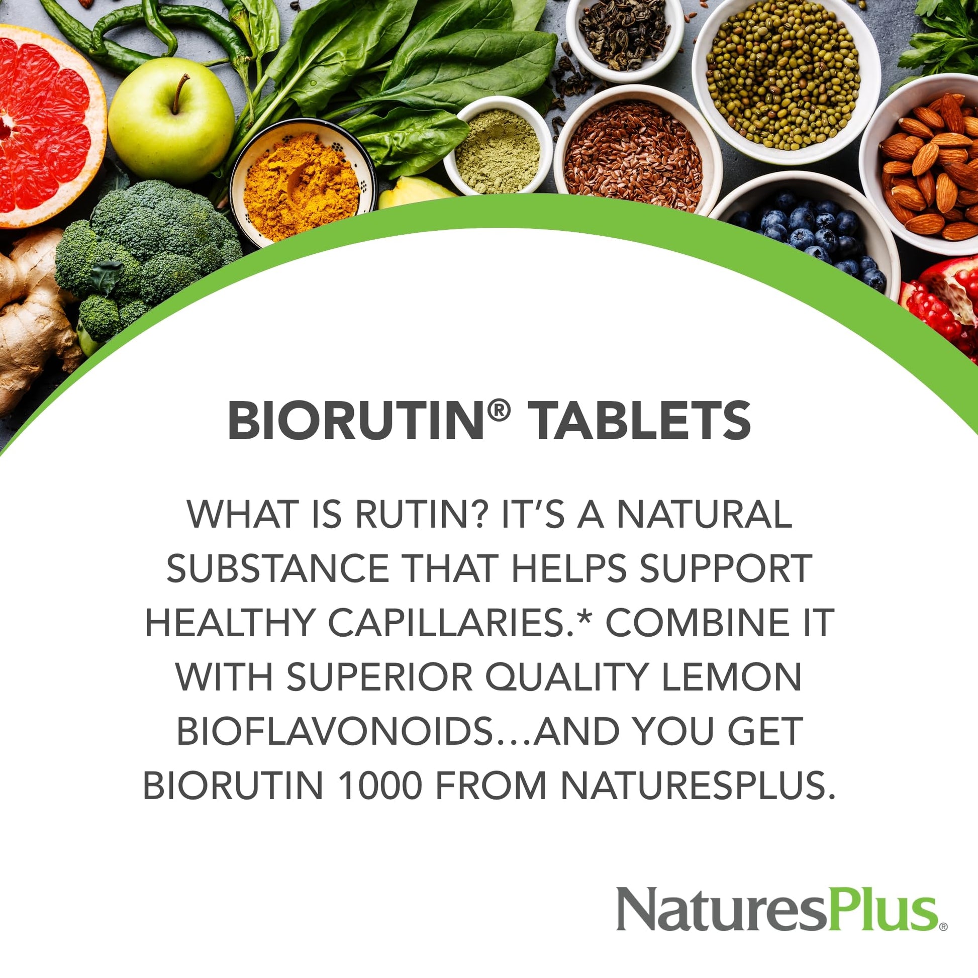 NaturesPlus Biorutin 1000 mg - 90 Tablets - Bioflavonoid & Rutin Complex - Supports Vascular Function & Circulation - Vegetarian, Gluten Free - 90 Servings NaturesPlusAu supplements