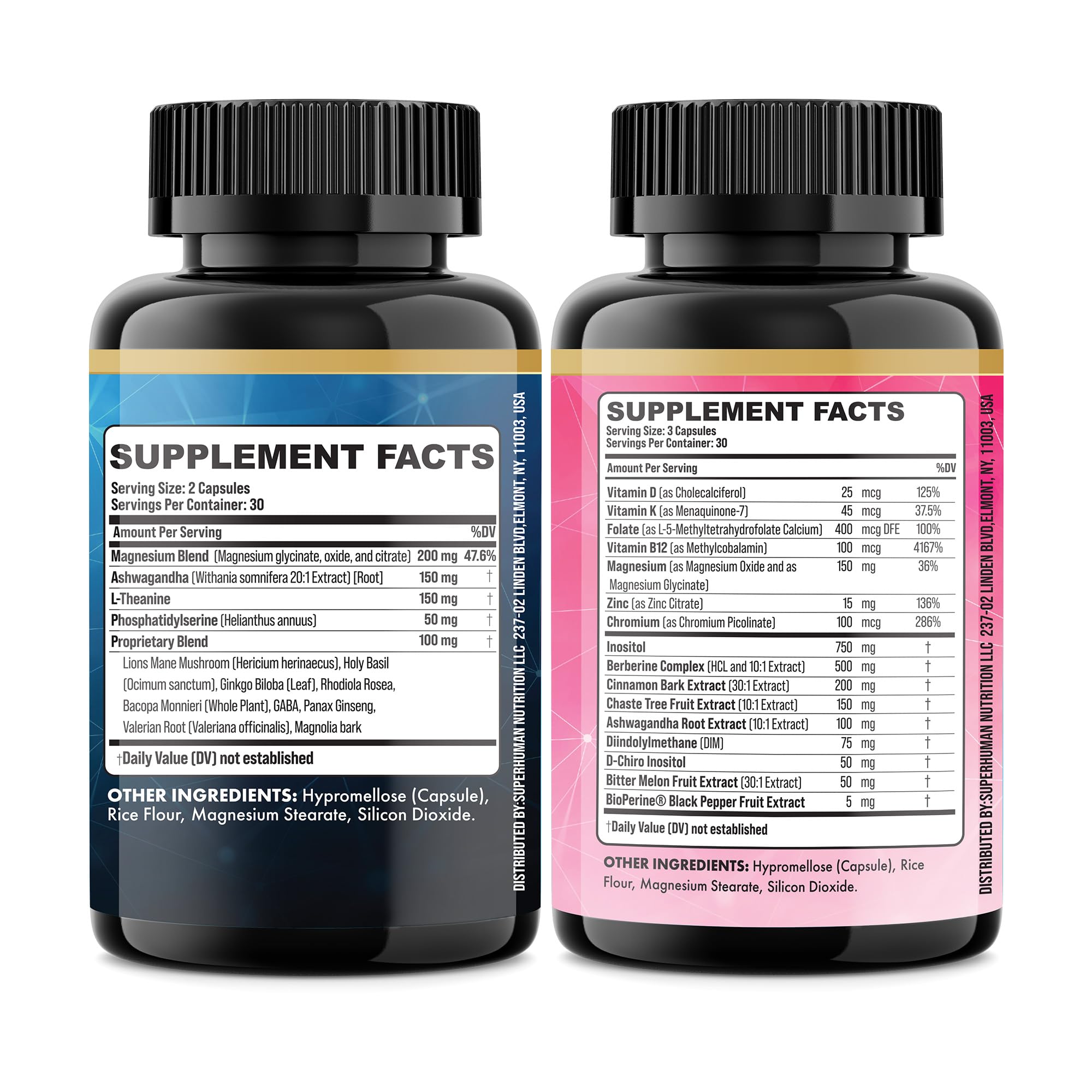 Parrox Cortisol & Myo-Inositol Supplement Bundle, Soothe & Smooth Bundle, 13-in-1 Cortisol Balance, Magnesium, Ashwagandha, L-Theanine, D-Chiro Inositol, Folate, Berberine, Chasteberry (150 Capsules) ParroxAu supplements