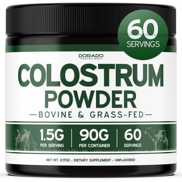 Colostrum Supplement Powder 90g (60 Servings of 1.5g Pure Bovine Colostrum Std. to Contain 20% IgG Immunoglobulins) Grass Fed Powder - No Fillers, Third Party Tested, Unflavored & Non-GMO DORADO NUTRITIONAu supplements