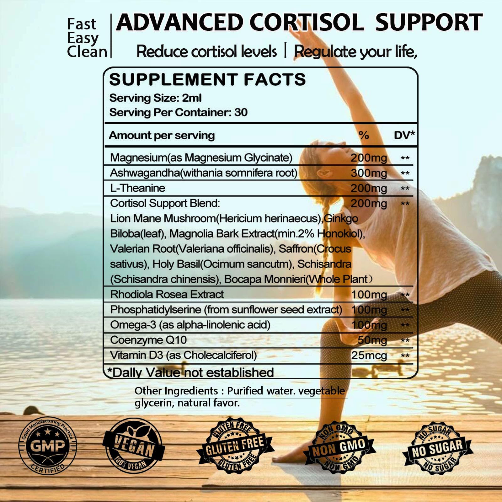 Cortisol Supplements for Women & Men, Cortisol Reducer Manager Detox Liquid Drops Extra Strength Magnesium Glycinate 200mg, L-Theanine & Ashwagandha丨Hormone Balance, Relaxation & Recess Mood GLOVVUUPAu supplements
